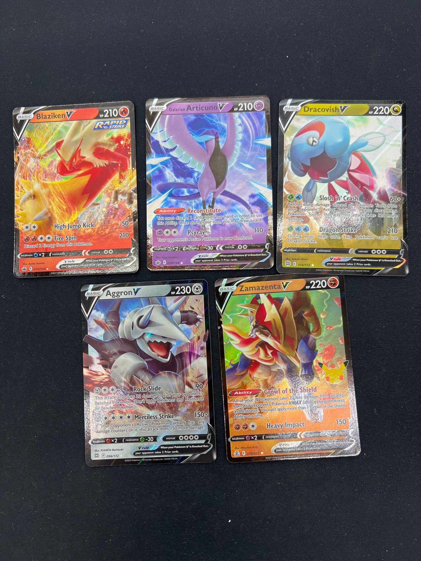 Auction Lot 303: Pokemon Cards Assorted Lot of 5 Full Art V's Conditions Vary