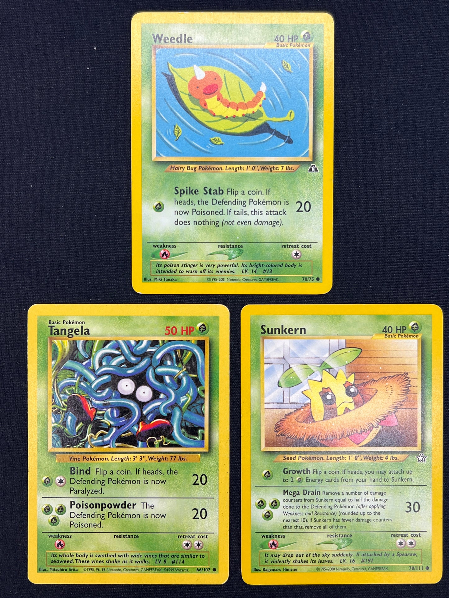 Auction Lot 400: Pokemon Cards Lot of 3 Assorted WOTC Grass Types Conditions Vary