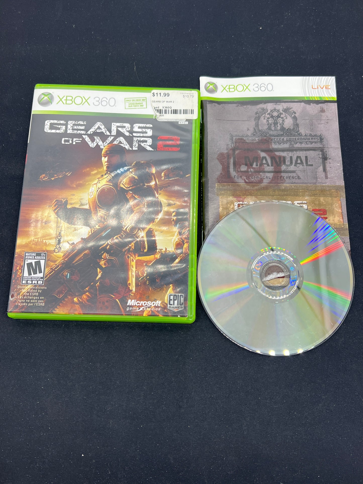 Auction Lot 225: XBOX 360 Video Game Gears of War 2 CIB