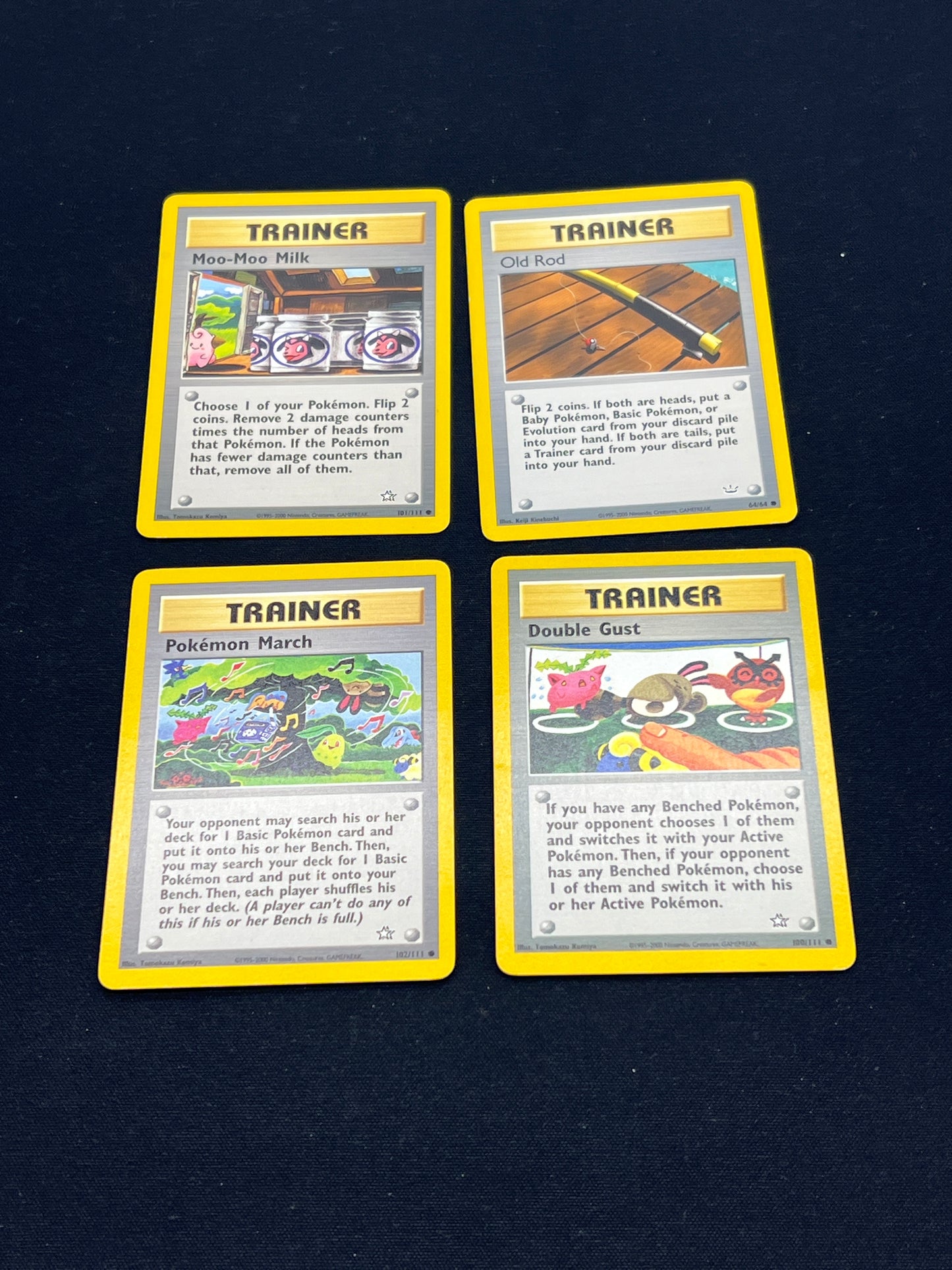 Auction Lot 231: Pokemon Cards Lot of 4 Assorted Trainer Neo WOTC Conditions Vary