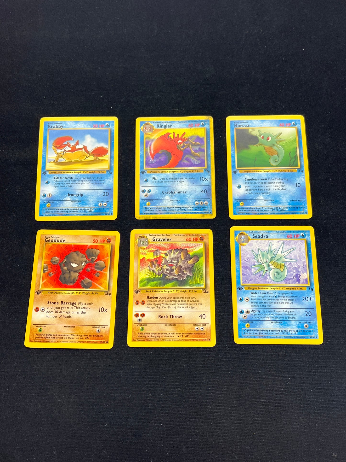 Auction Lot 38: Pokemon Cards Lot of 6 Assorted 1st Edition Fossil Conditions Vary