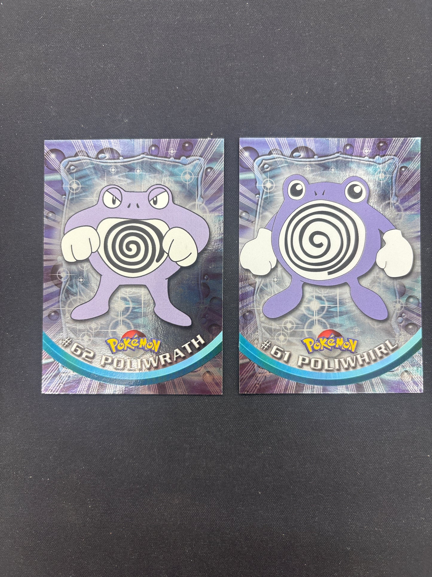 Auction Lot 66: Pokemon Cards Lot of Two Poliwhirl & Poliwrath Topps TV Rainbow Foil Conditions Vary