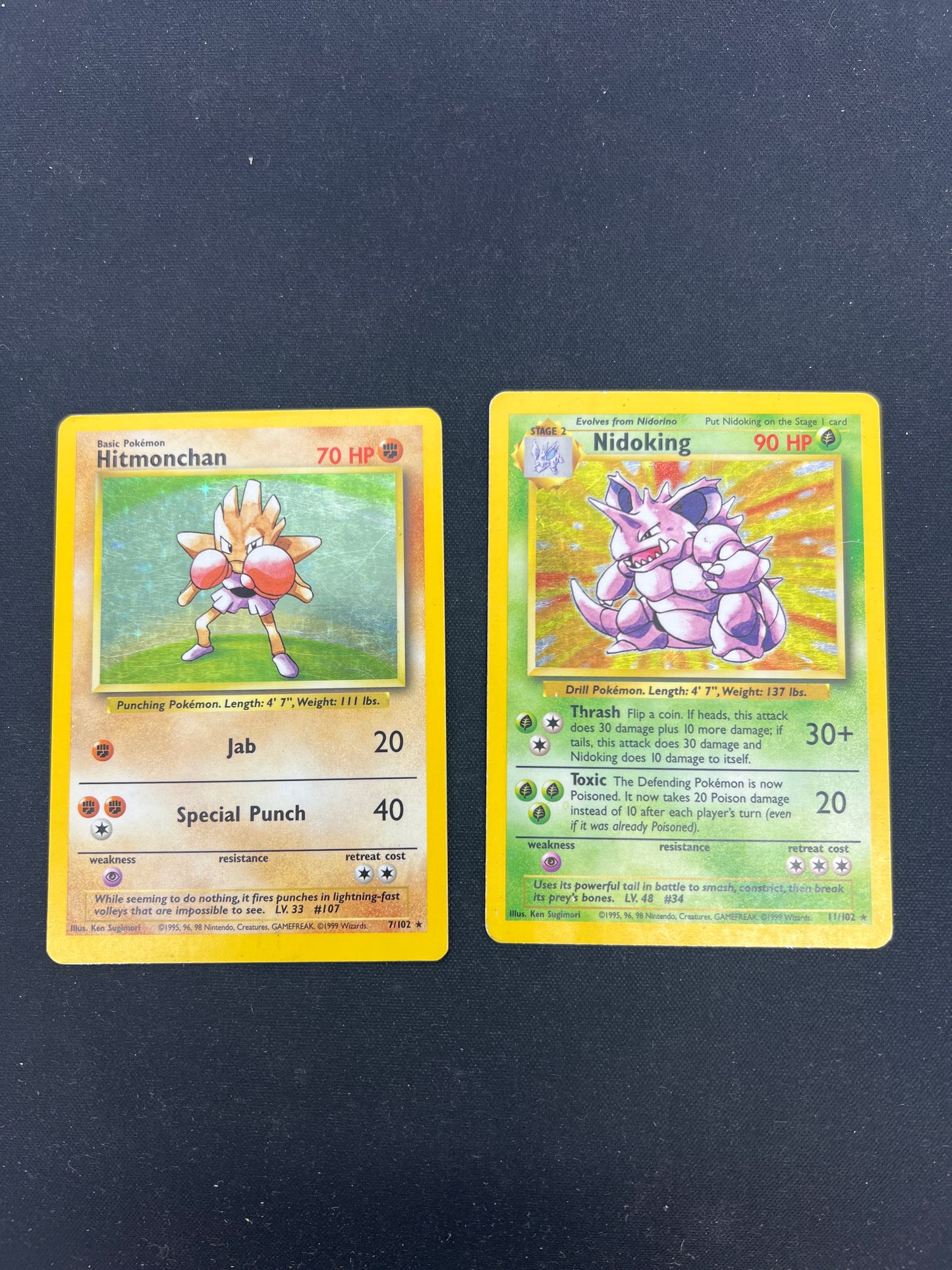 Auction Lot 5: Pokemon Cards Lot of 2 WOTC Base Set Holos Hitmonchan Nidoking Condition Vary