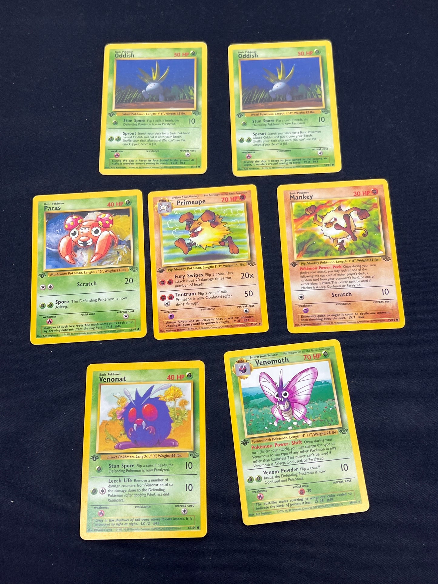 Auction Lot 53: Pokemon Cards Lot of 7 Assorted WOTC 1st Edition Jungle Conditions Vary