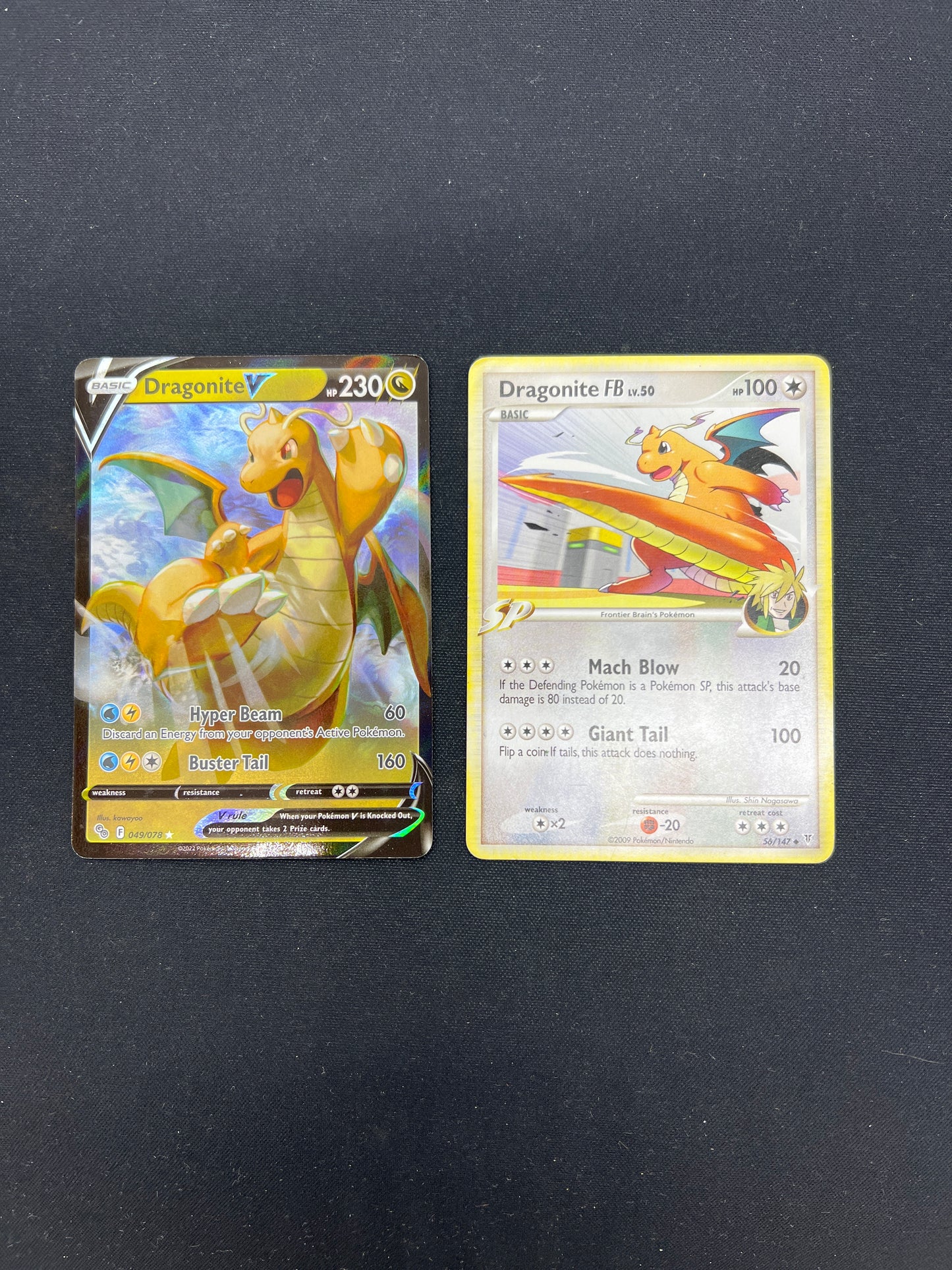 Auction Lot 77: Pokemon Cards Lot of 2 Dragonite Full Art and Non Holo Rare Conditions Vary