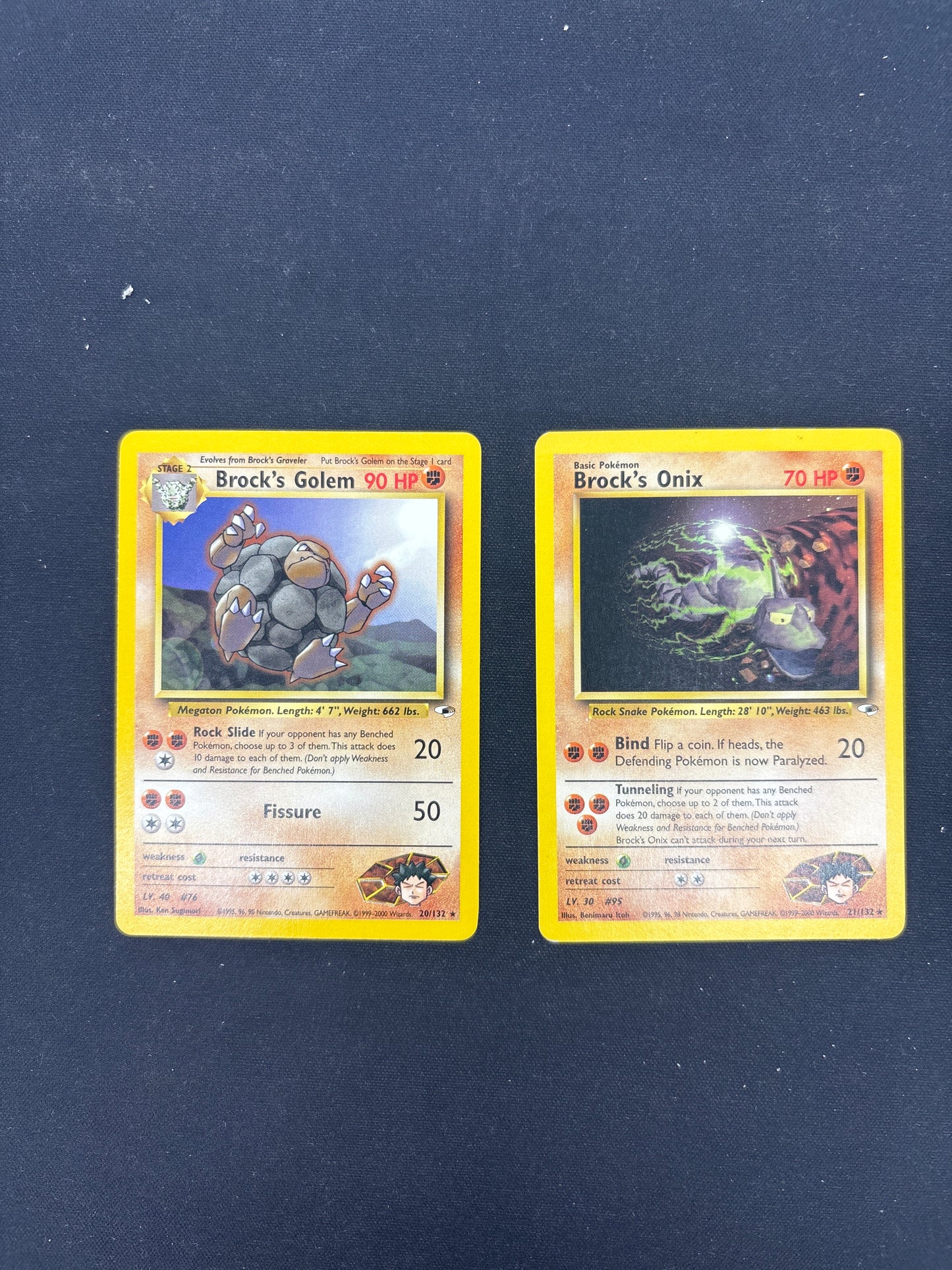 Auction Lot 199: Pokemon Card Brock's Golem & Onix Gym Heroes Conditions Vary