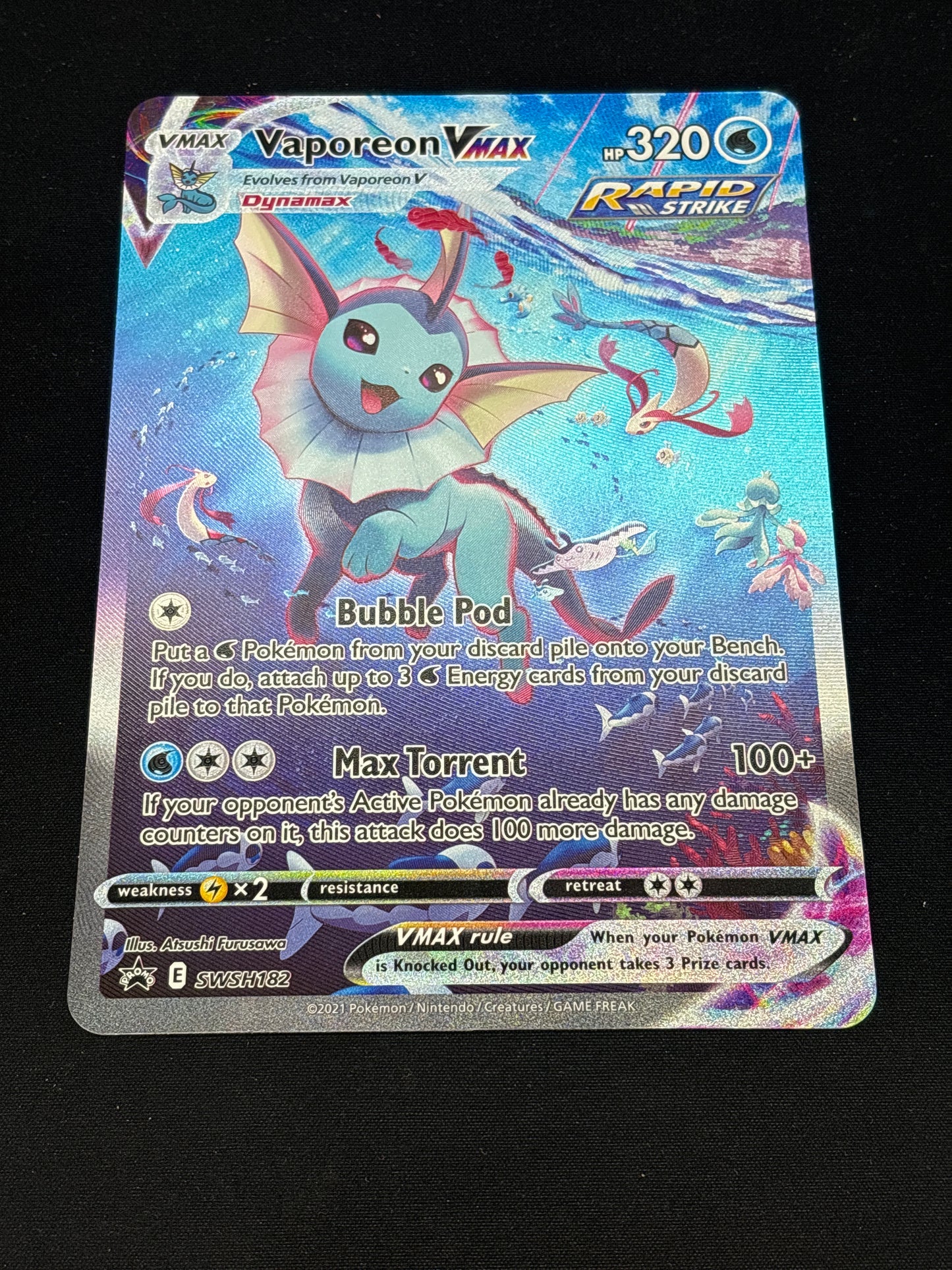 Auction Lot 203: Pokemon Card Vaporeon VMAX SWSH Jumbo Promo Conditions Vary