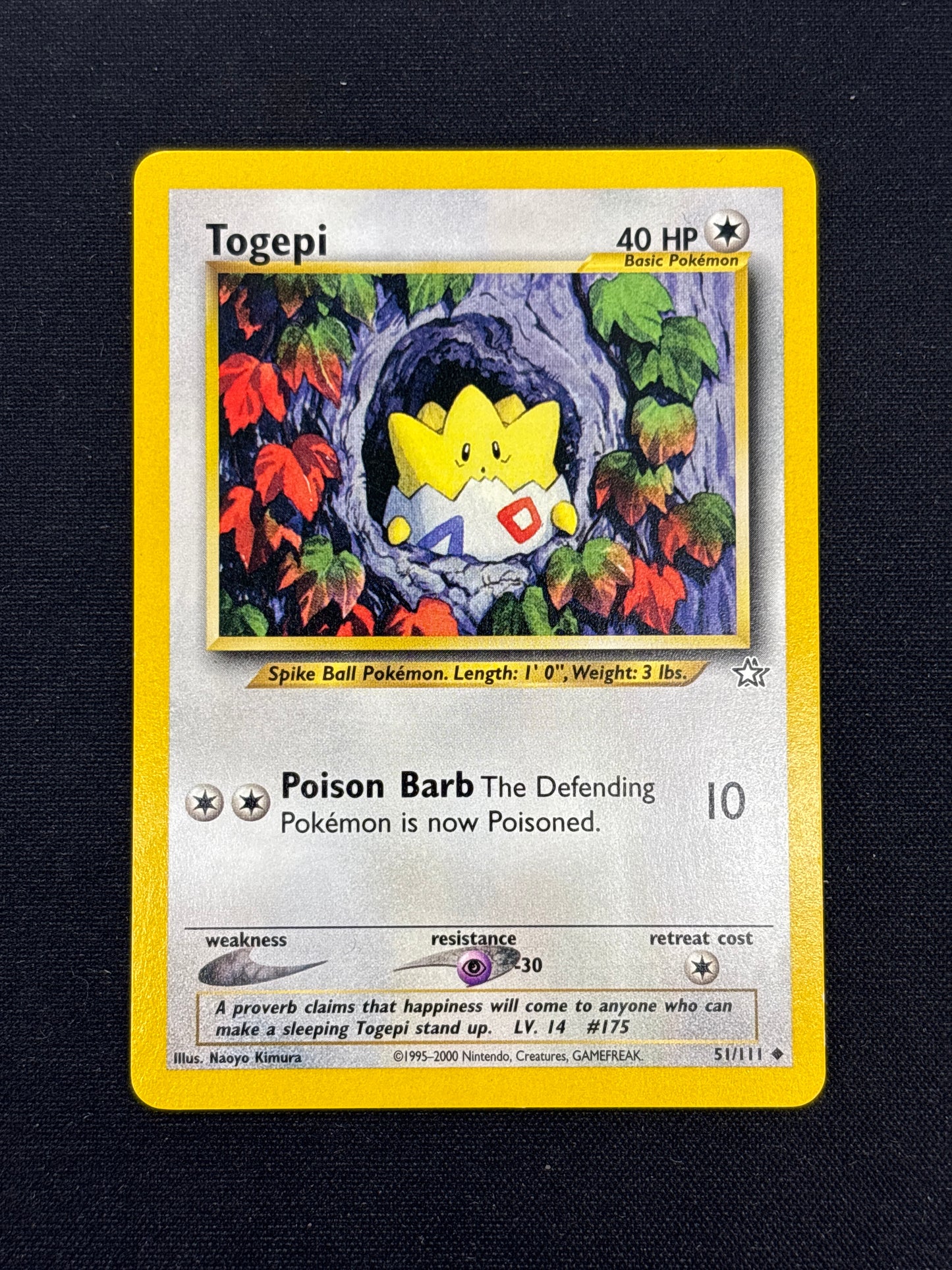 Auction Lot 172: Togepi Neo Genesis Card Conditions Vary