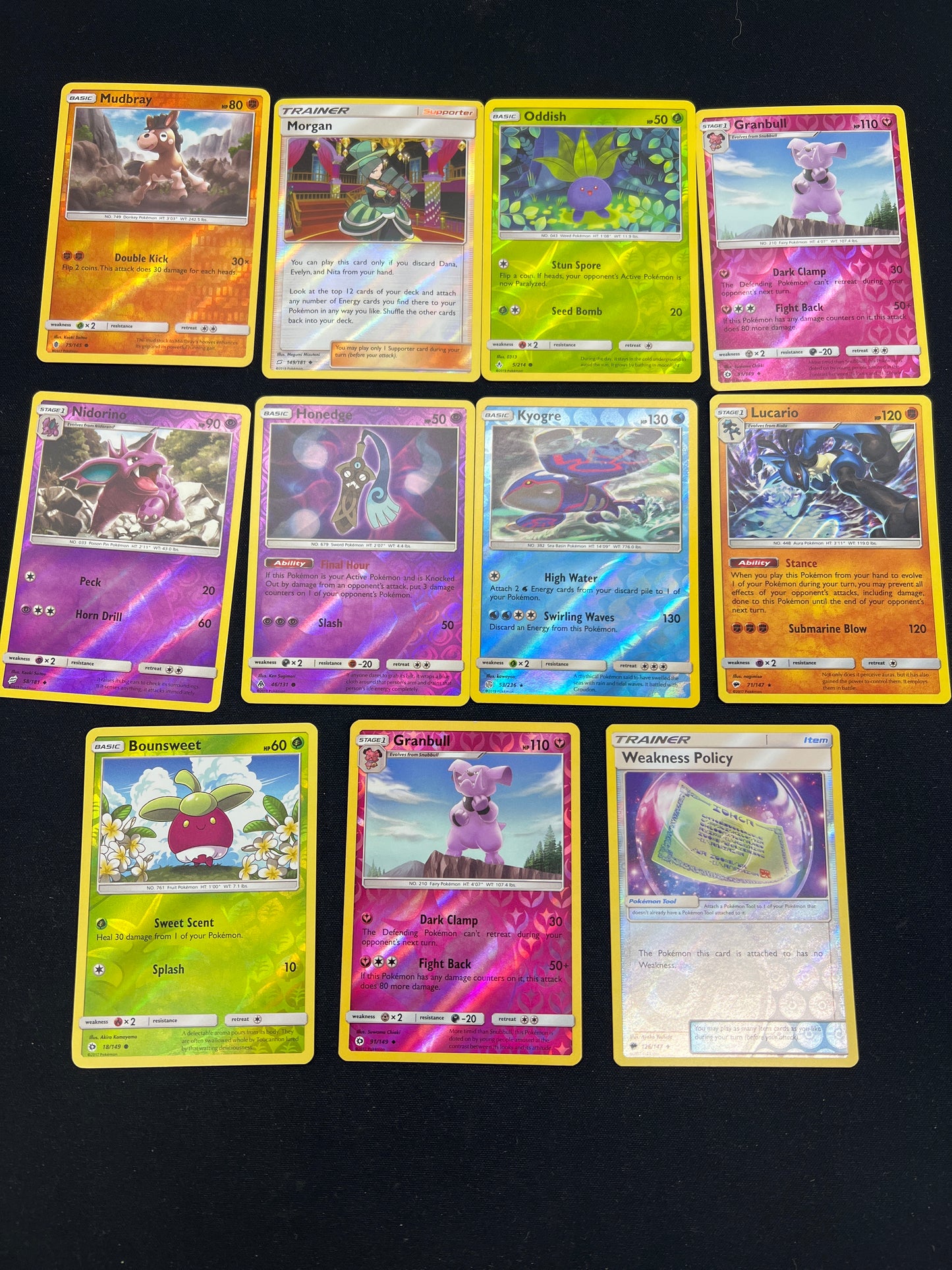 Auction Lot 11: Pokemon Cards Lot of 11 Assorted SM Reverse Holos Conditions Vary