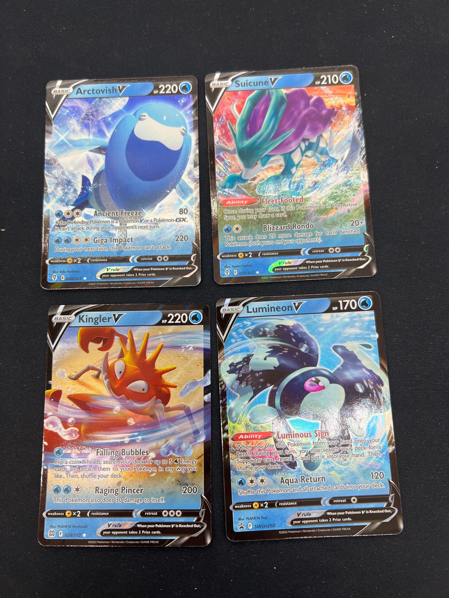 Auction Lot 184: Pokemon Cards Lot of 4 Assorted Water Types VMAX SWSH Conditions Vary