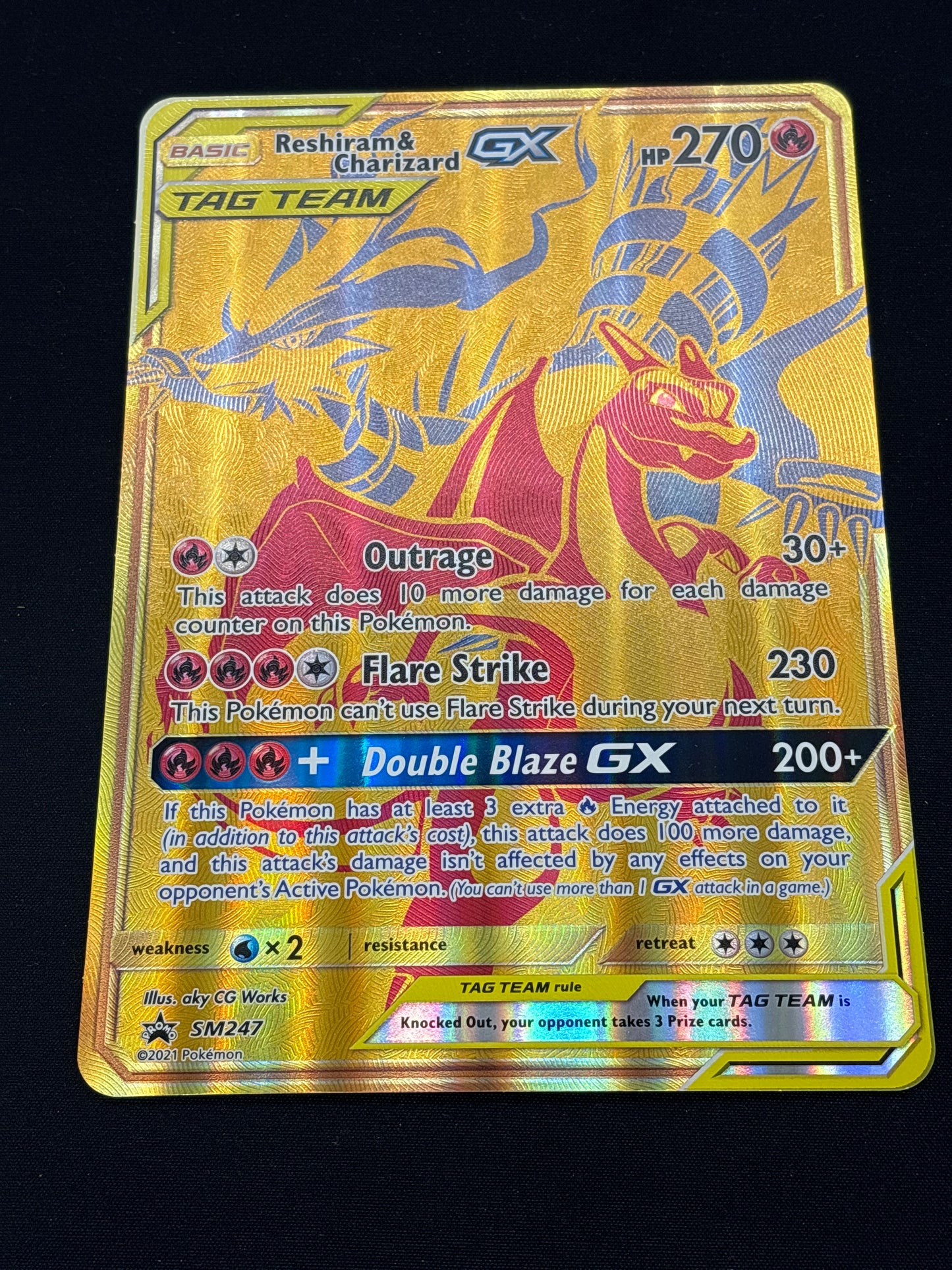 Auction Lot 207: Pokemon Card Reshiram & Charizard GX SWSH Jumbo Promo Conditions Vary