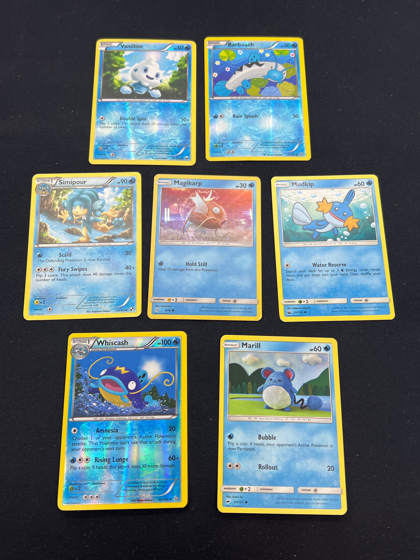Auction Lot 136: Pokemon Cards Lot of 7 Assorted Water Types Holos Commons Uncommons Conditions Vary