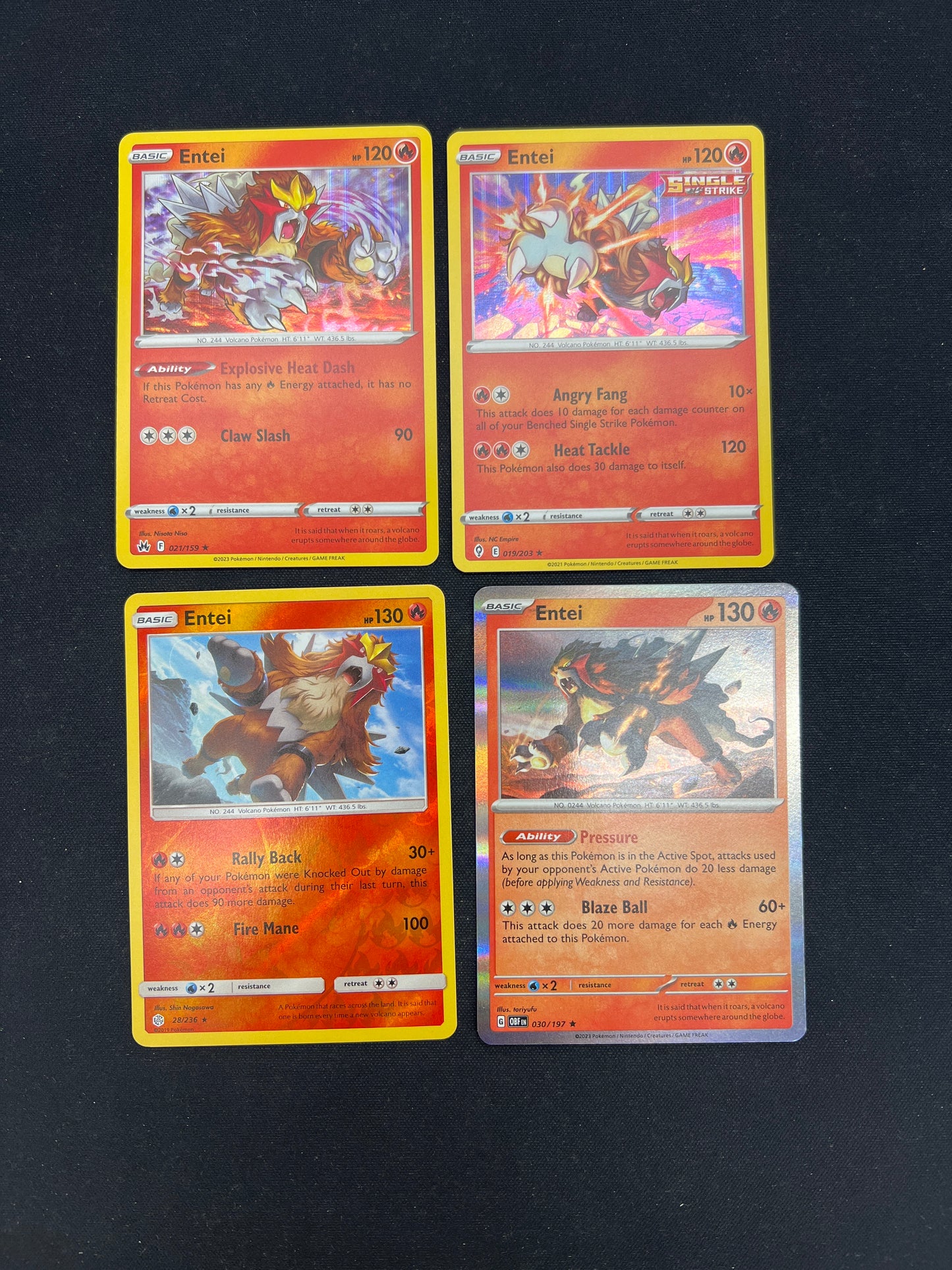 Auction Lot 335: Pokemon Cards Entei Holo and Reverse Holo Card Lot Conditions Vary