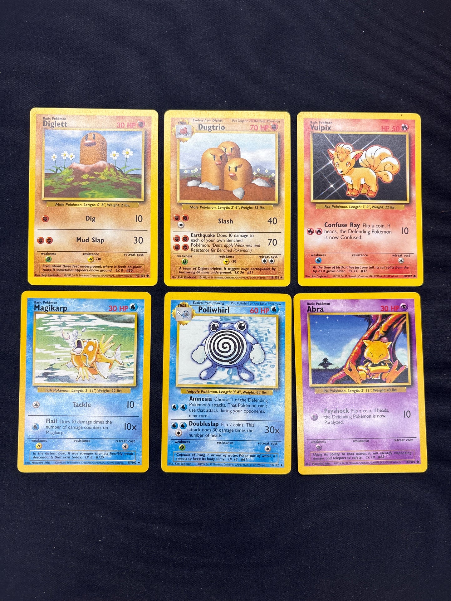 Auction Lot 92: Pokemon Cards Lot of 6 Assorted Base Set Conditions Vary