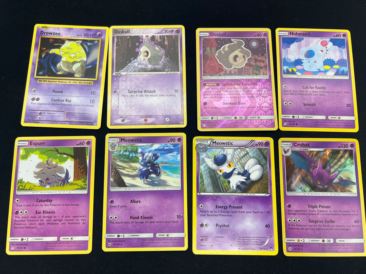 Auction Lot 112: Pokemon Cards Lot of 8 Psychic Type Commons Uncommons Conditions Vary