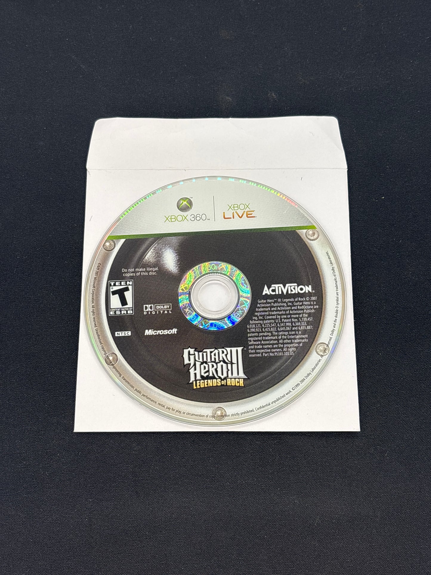 Auction Lot 144: Guitar Hero 3 Legends of Rock XBOX 360 Video Game Loose