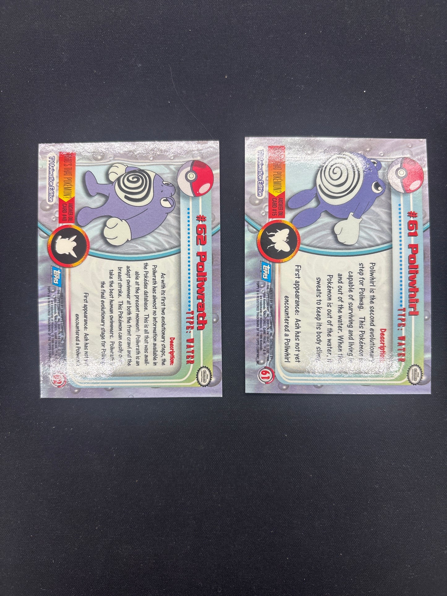 Auction Lot 66: Pokemon Cards Lot of Two Poliwhirl & Poliwrath Topps TV Rainbow Foil Conditions Vary