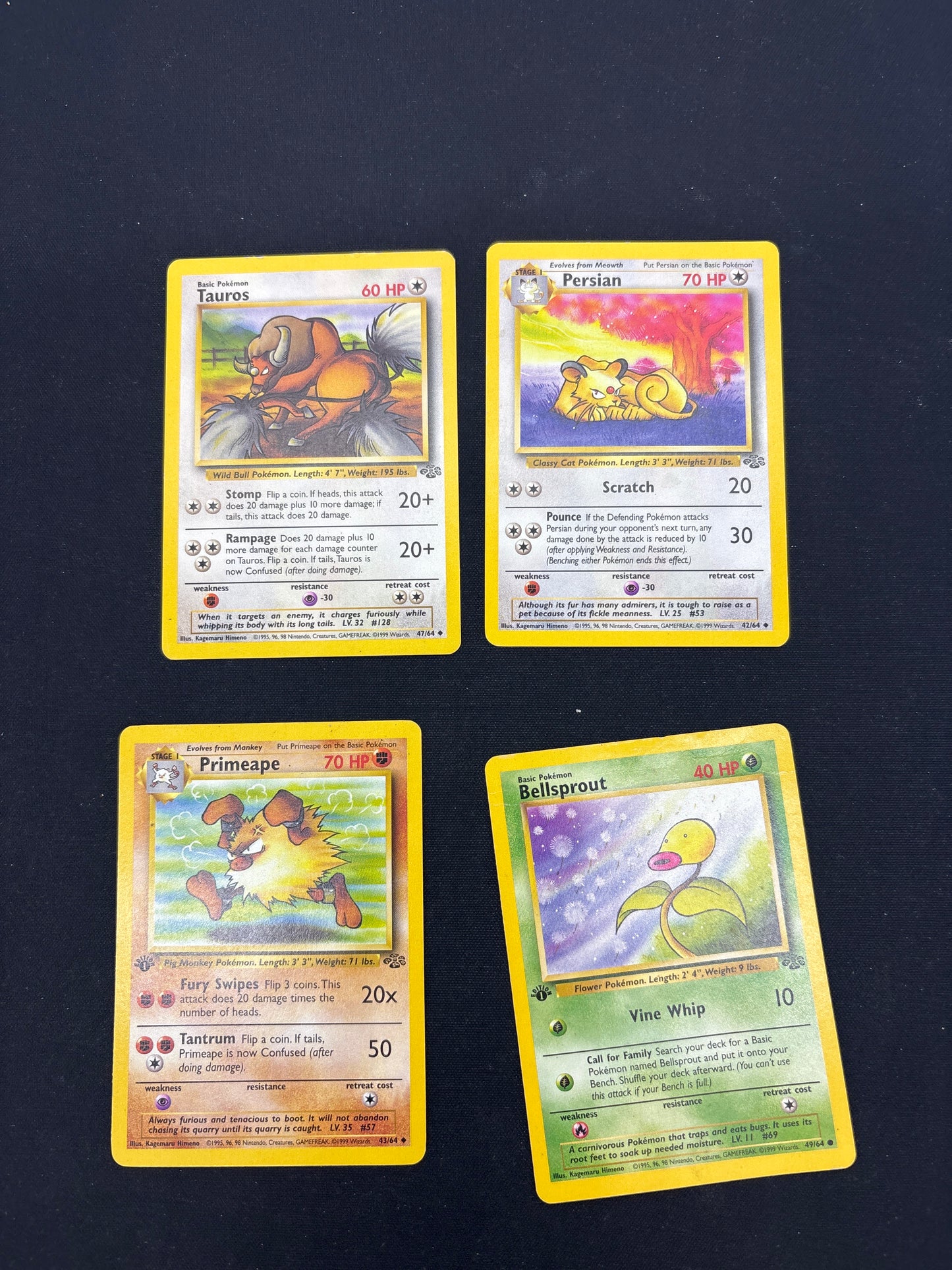 Auction Lot 2: Pokemon Cards Assorted Lot of 4 1st Edition and Unlimited Jungle Conditions Vary
