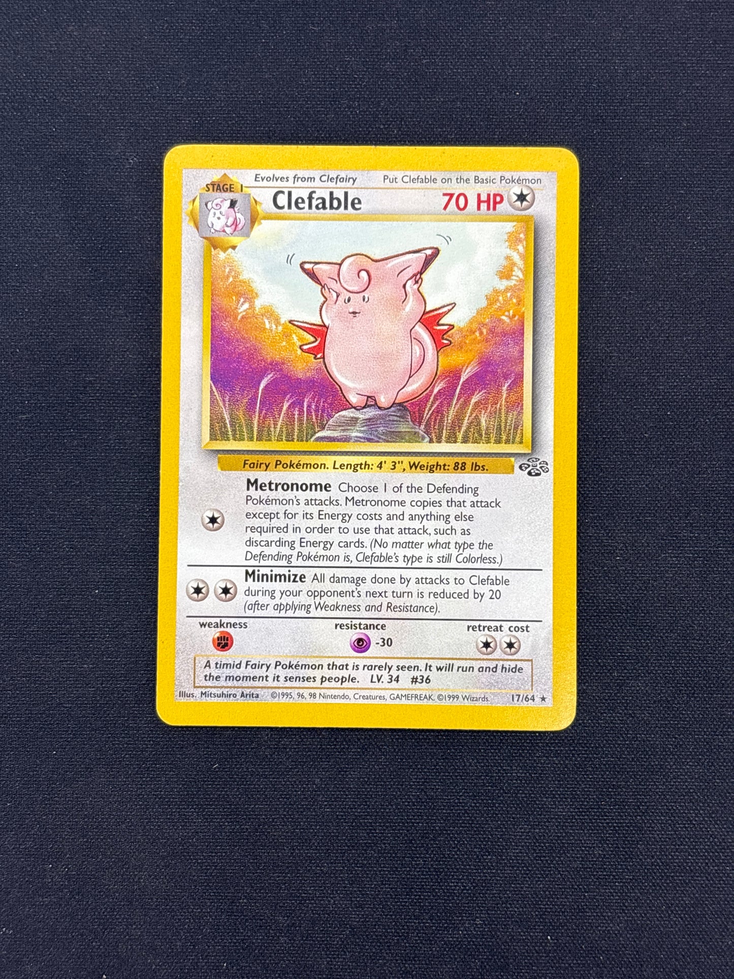 Auction Lot 135: Pokemon Card Clefable Jungle Conditions Vary