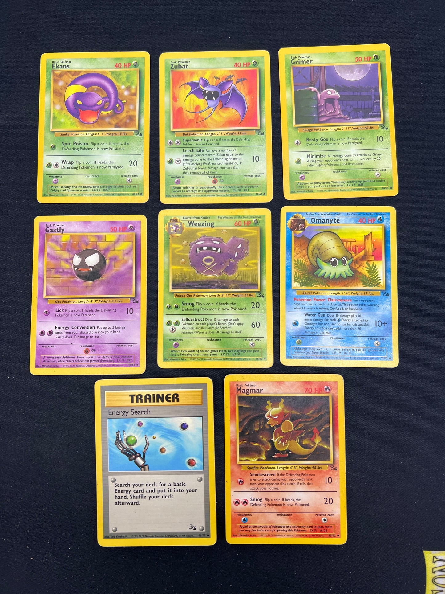 Auction Lot 101: Pokemon Cards Assorted Lot of 8 Fossil Common & Uncommon Conditions Vary