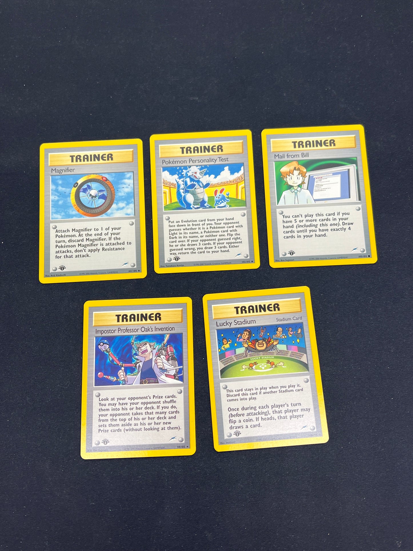 Auction Lot 50: Pokemon Cards Lot of 5 Assorted Trainer 1st Edition Neo Destiny Conditions Vary