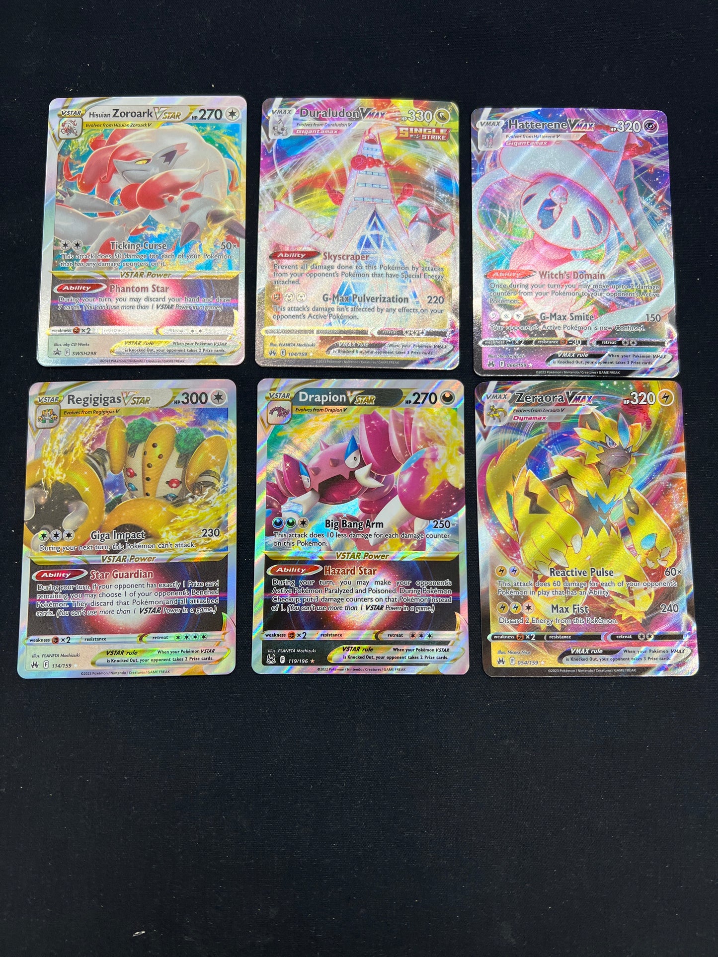 Auction Lot 180: Pokemon Cards Lot of 6 Assorted VSTAR VMAX Full Arts Condition Vary