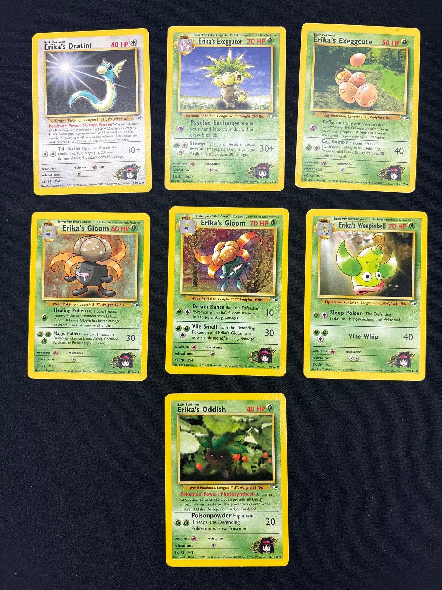 Auction Lot 216: Pokemon Cards Lot of 7 Erika's Gym Heroes Conditions Vary
