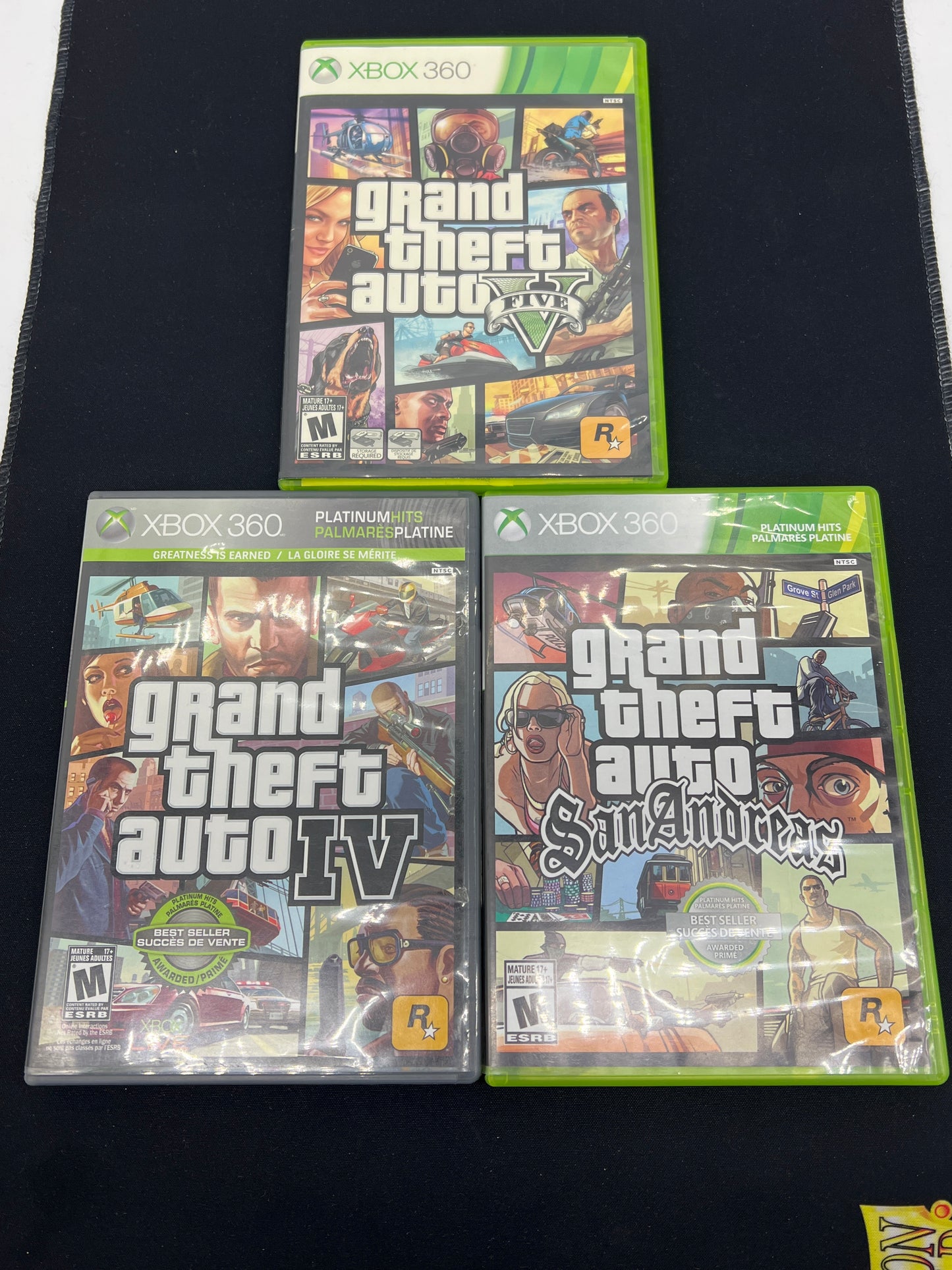 Auction Lot 279: XBOX 360 Video Game Lot of 3 GTA San Andreas GTA IV GTA V