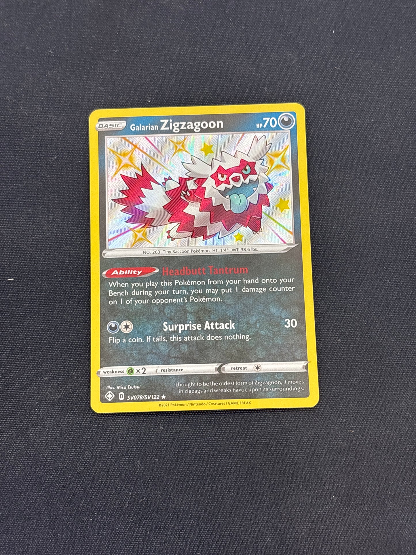 Auction Lot 233: Galarian Zigzagoon Baby Shiny Card Conditions Vary