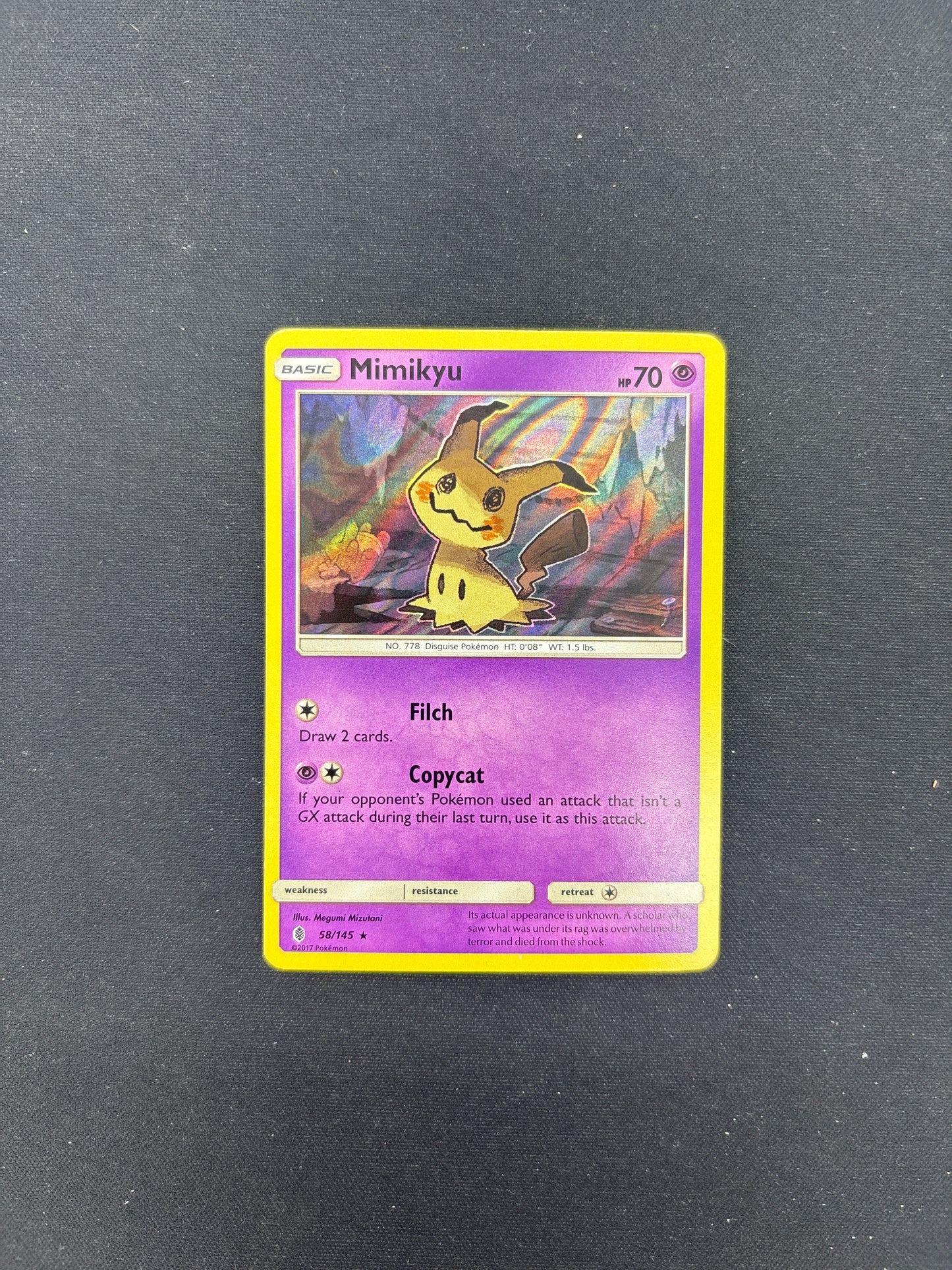 Auction Lot 247: Pokemon Card Mimikyu Holo Card Condition Vary