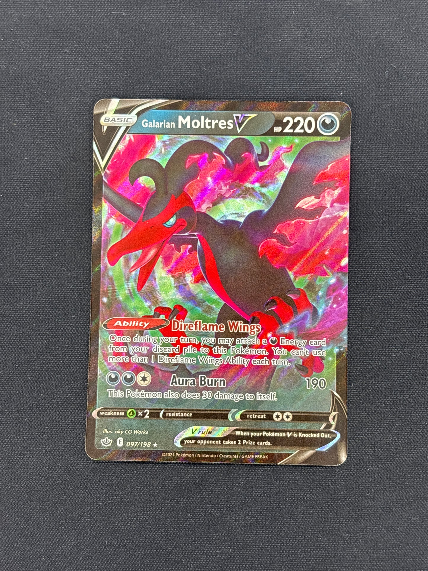 Auction Lot 214: Galarian Moltres V Full Art Card Conditions Vary