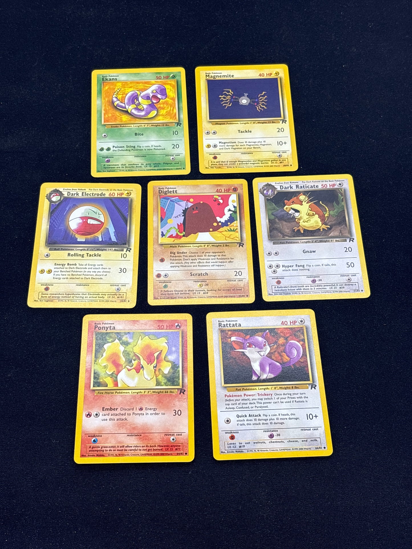 Auction Lot 50: Pokemon Cards Lot of 7 WOTC Team Rocket Commons Uncommons Conditions Vary
