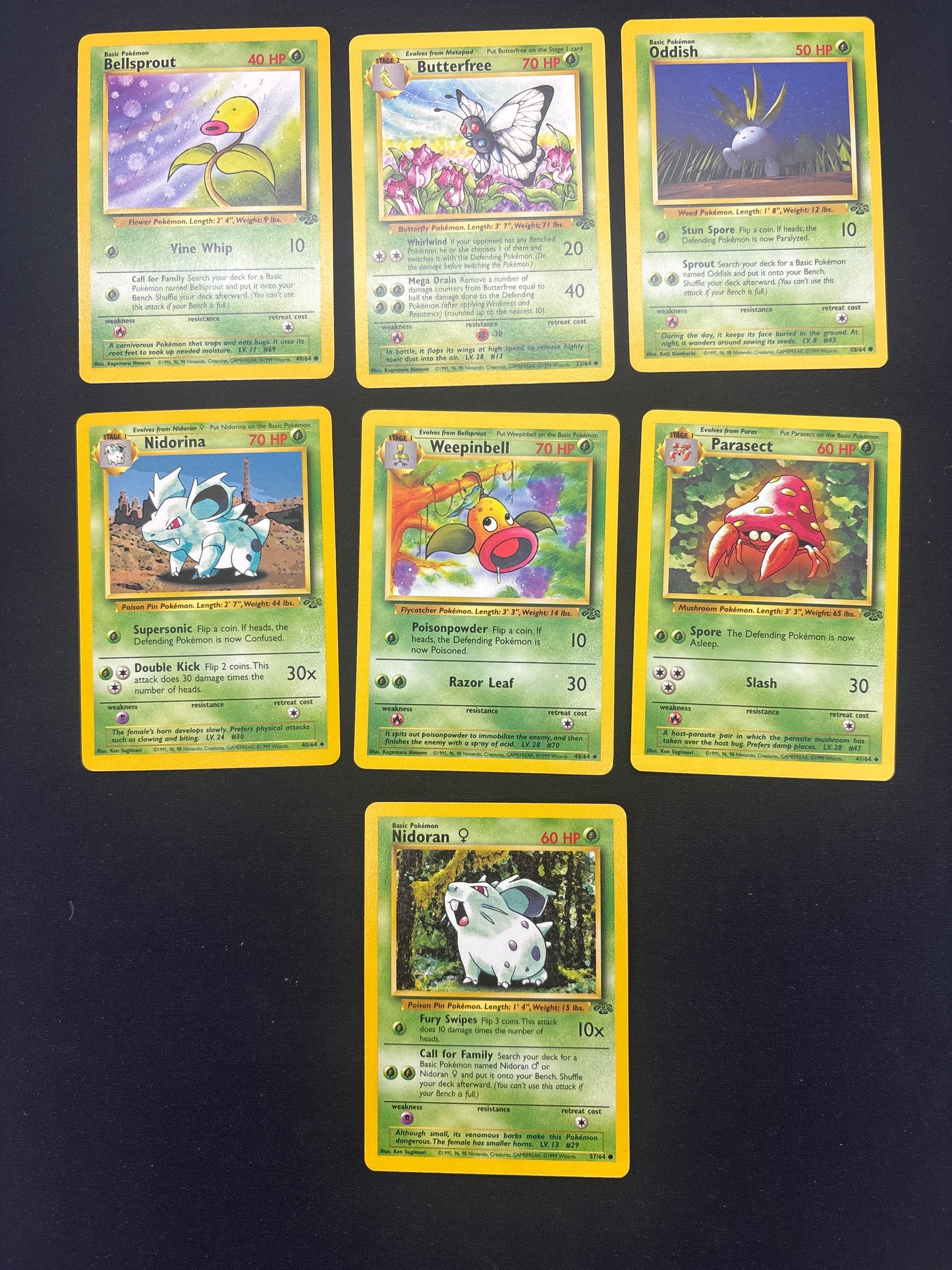 Auction Lot 51: Pokemon Cards Lot of 7 Grass Type WOTC Jungle Conditions Vary
