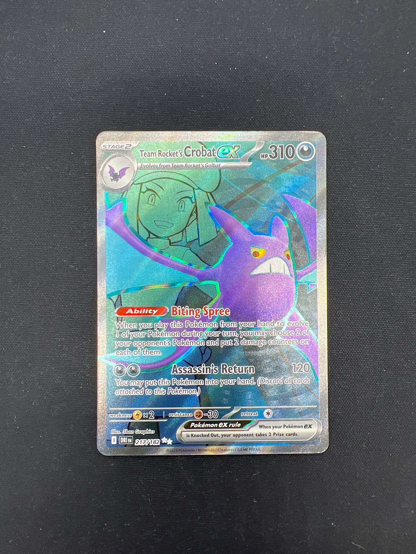 Auction Lot 275: Pokemon Cards Team Rocket's Crobat EX Full Art Condition Vary