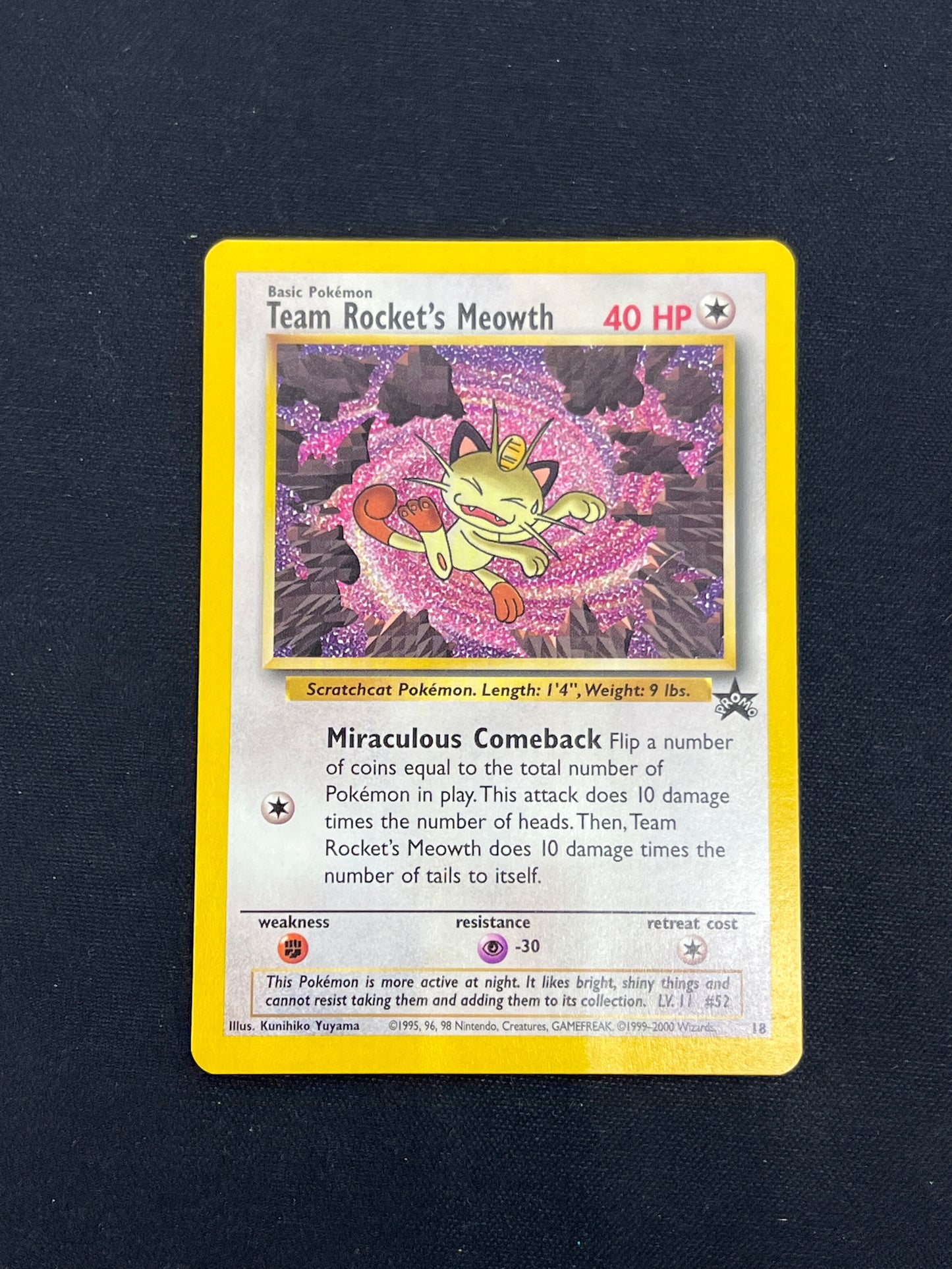 Auction Lot 247: Pokemon Cards Team Rocket's Meowth WOTC Black Star Promo Condition Vary