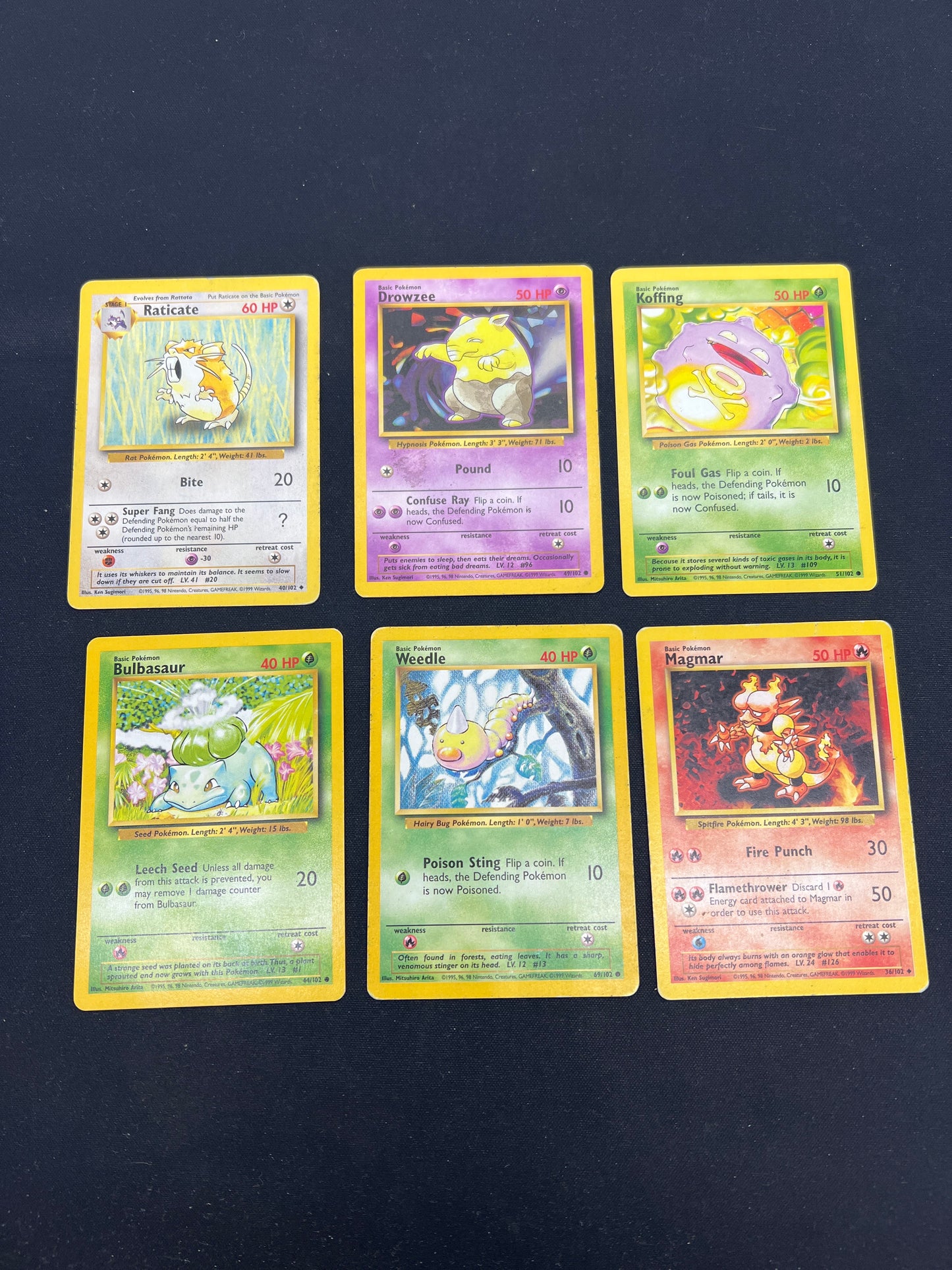 Auction Lot 325: Pokemon Cards Assorted Lot of 6 WOTC Base Set Commons Uncommons Conditions Vary