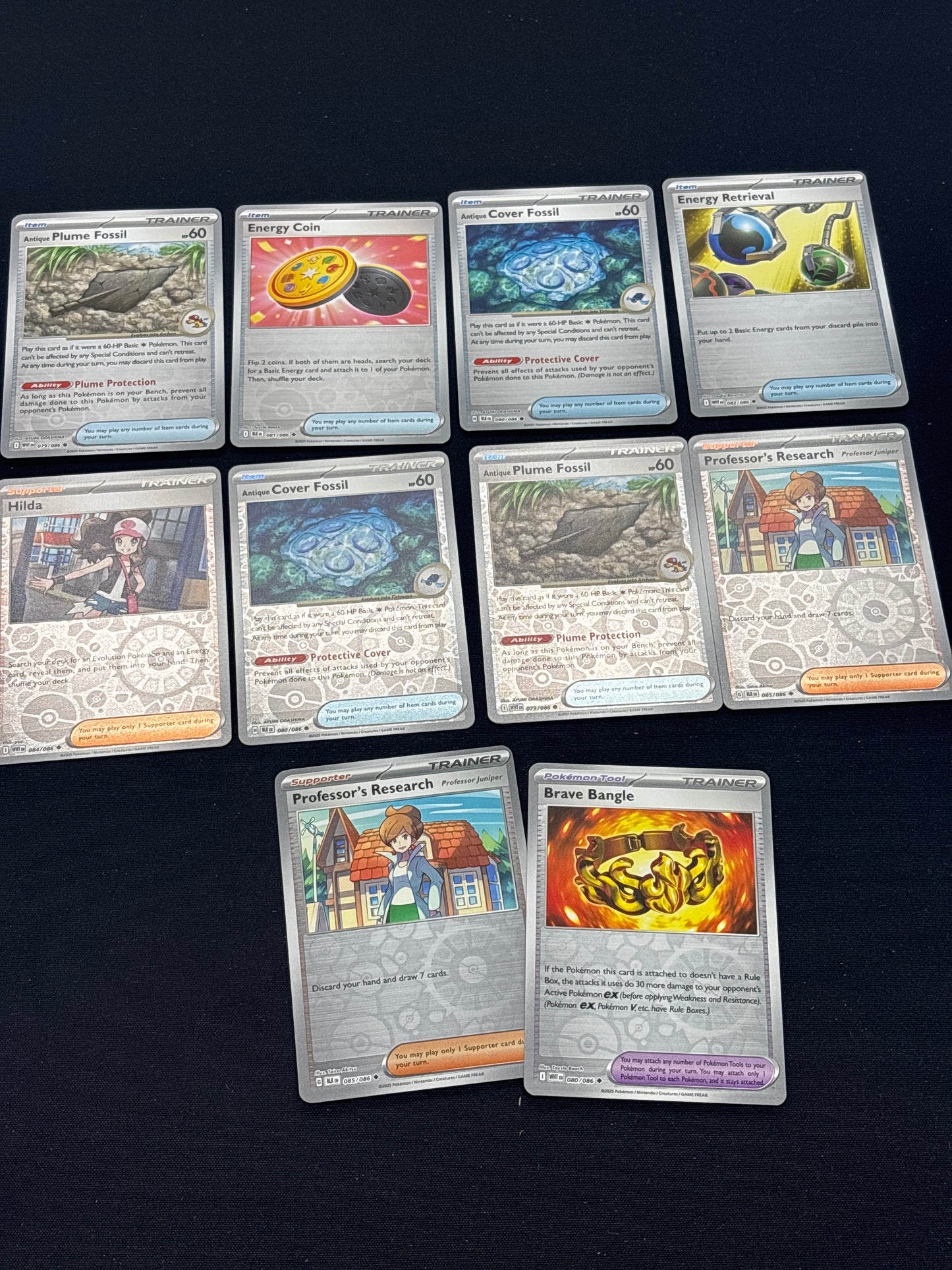 Auction Lot 403: Pokemon Cards Black Bolt White Flare 10 Card Reverse Holo Trainers and Supporters Conditions Vary