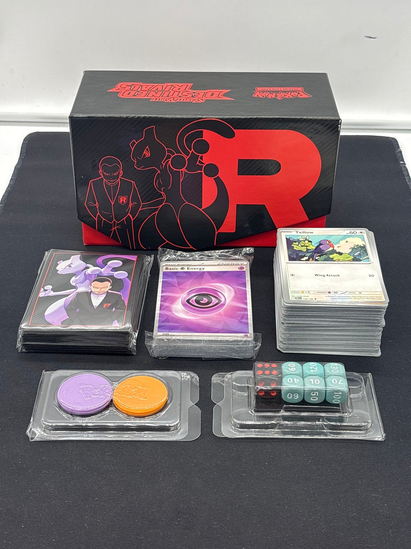 Auction Lot 231: Pokemon TCG Card Destined Rival EMPTY Elite Trainer Box With Assorted Accessories