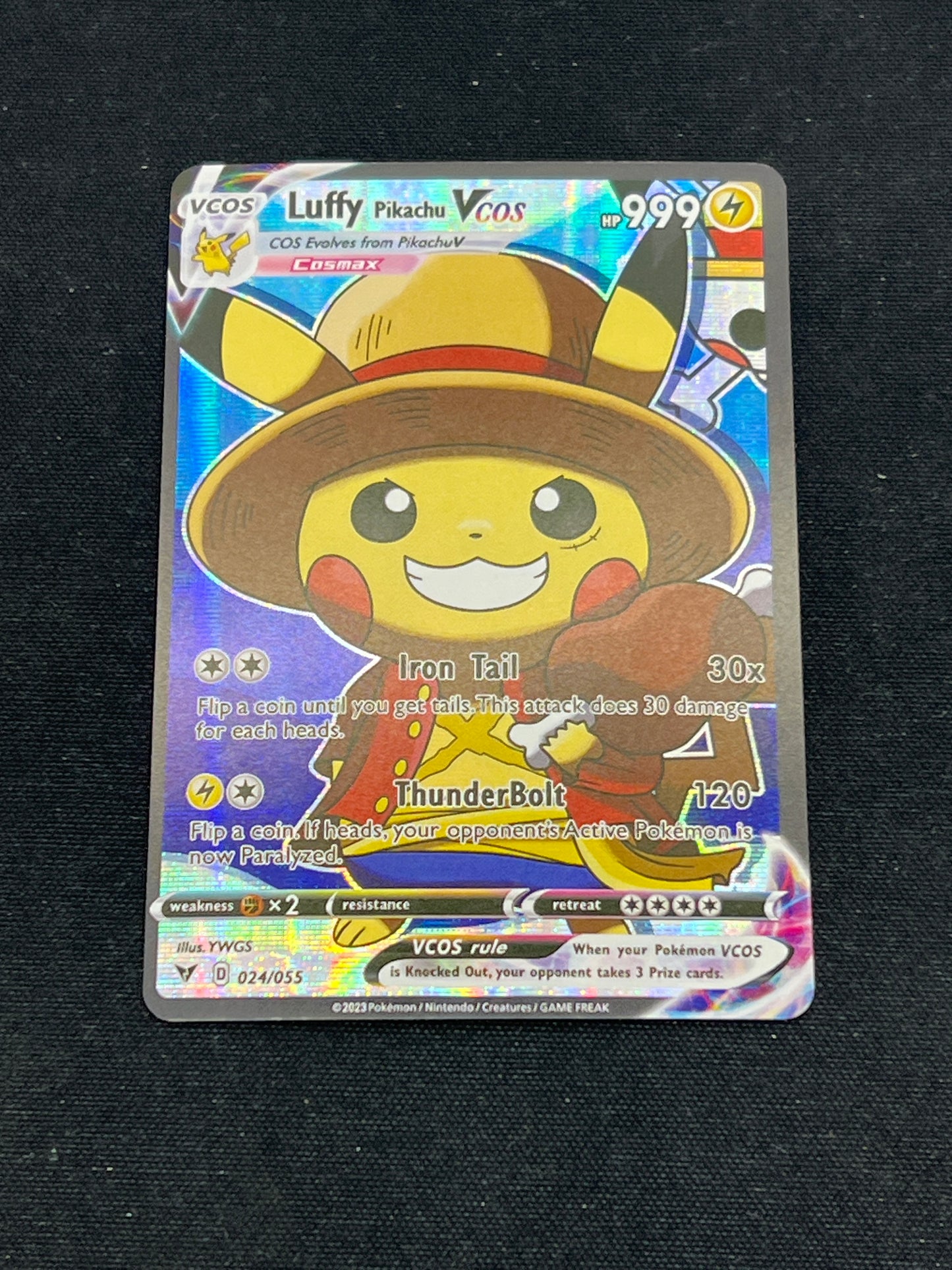 Auction Lot 324: Pokemon Cards CUSTOM Luffy Pikachu VMAX Cards