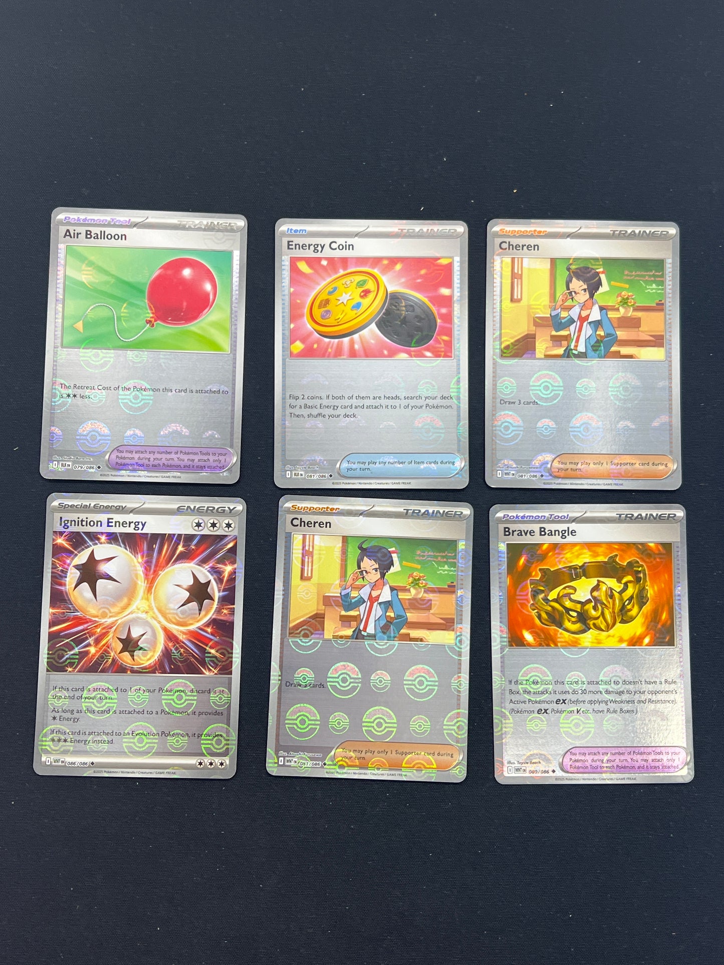 Auction Lot 97: Pokemon Cards Black Bolt White Flare Pokeball Trainers and Items Lot Conditions Vary