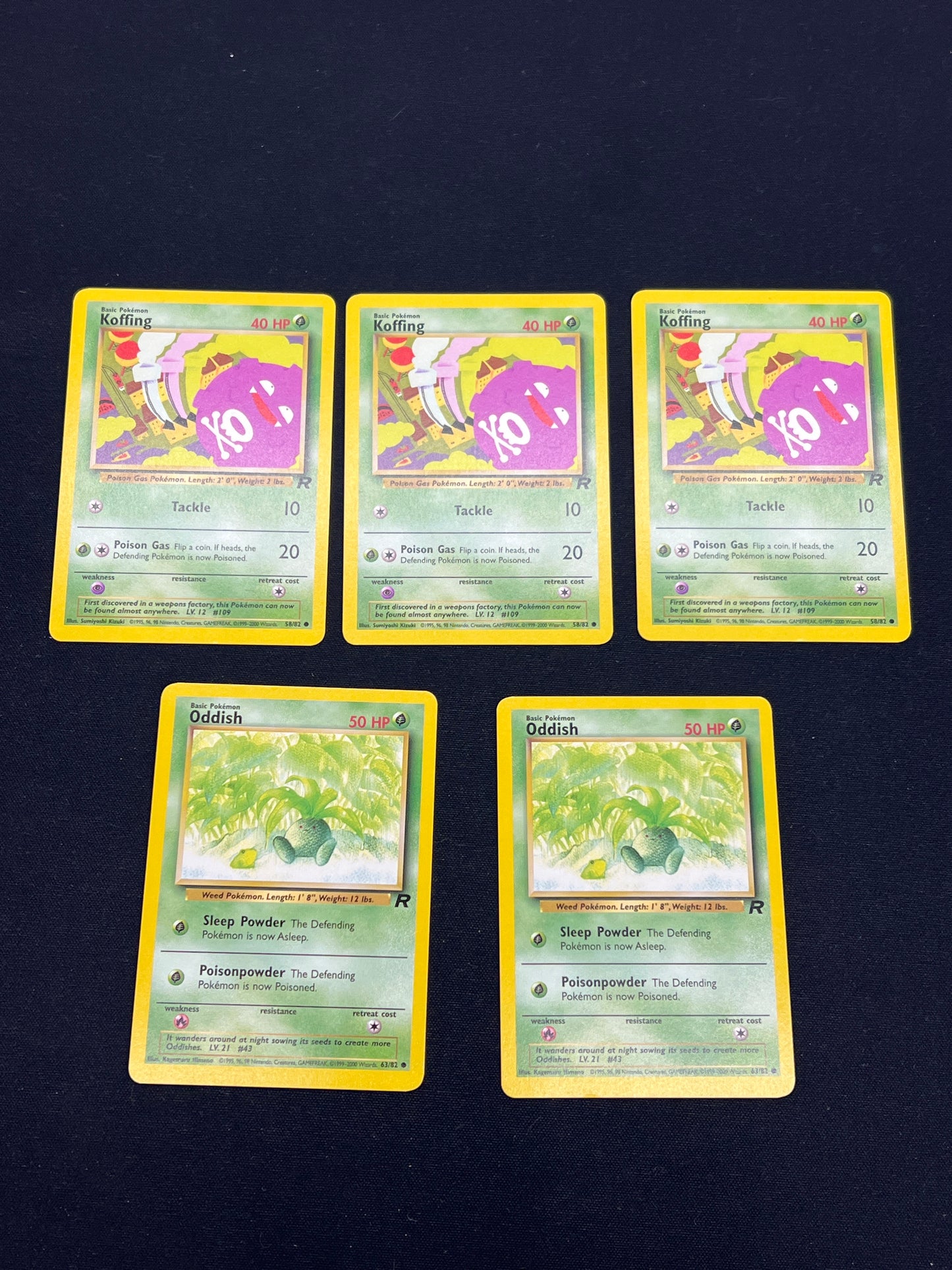 Auction Lot 195: Pokemon Cards Lot of 5 Koffing & Oddish Team Rocket Conditions Vary