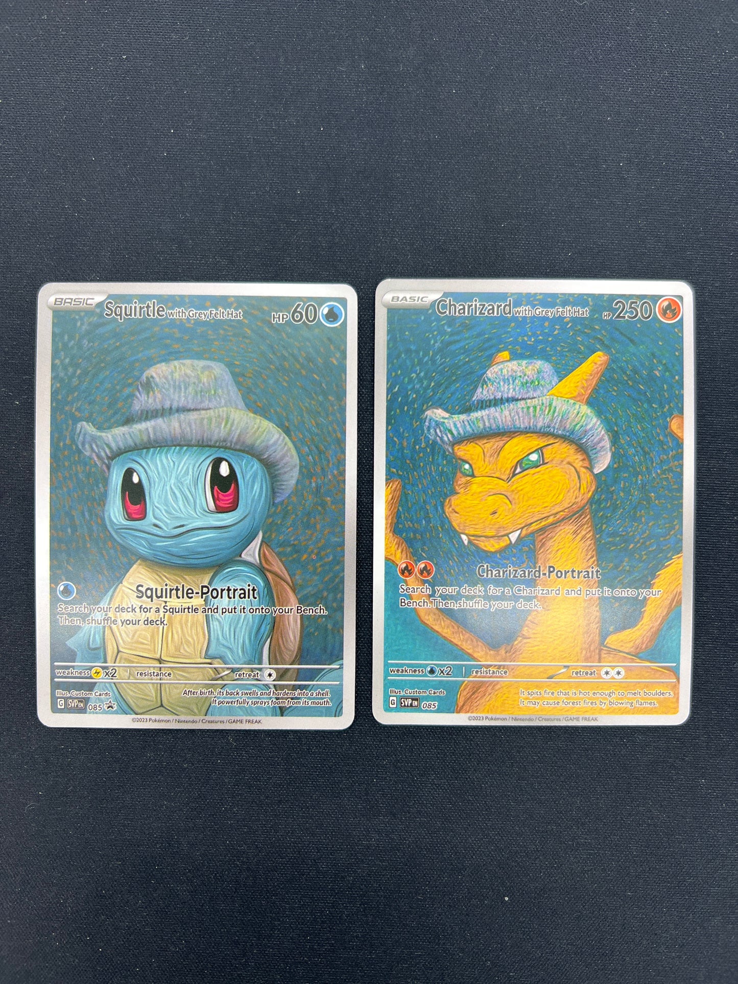 Auction Lot 439: Pokemon Cards CUSTOM Lot of 2 Squirtle & Charizard Van Gogh Conditions Vary
