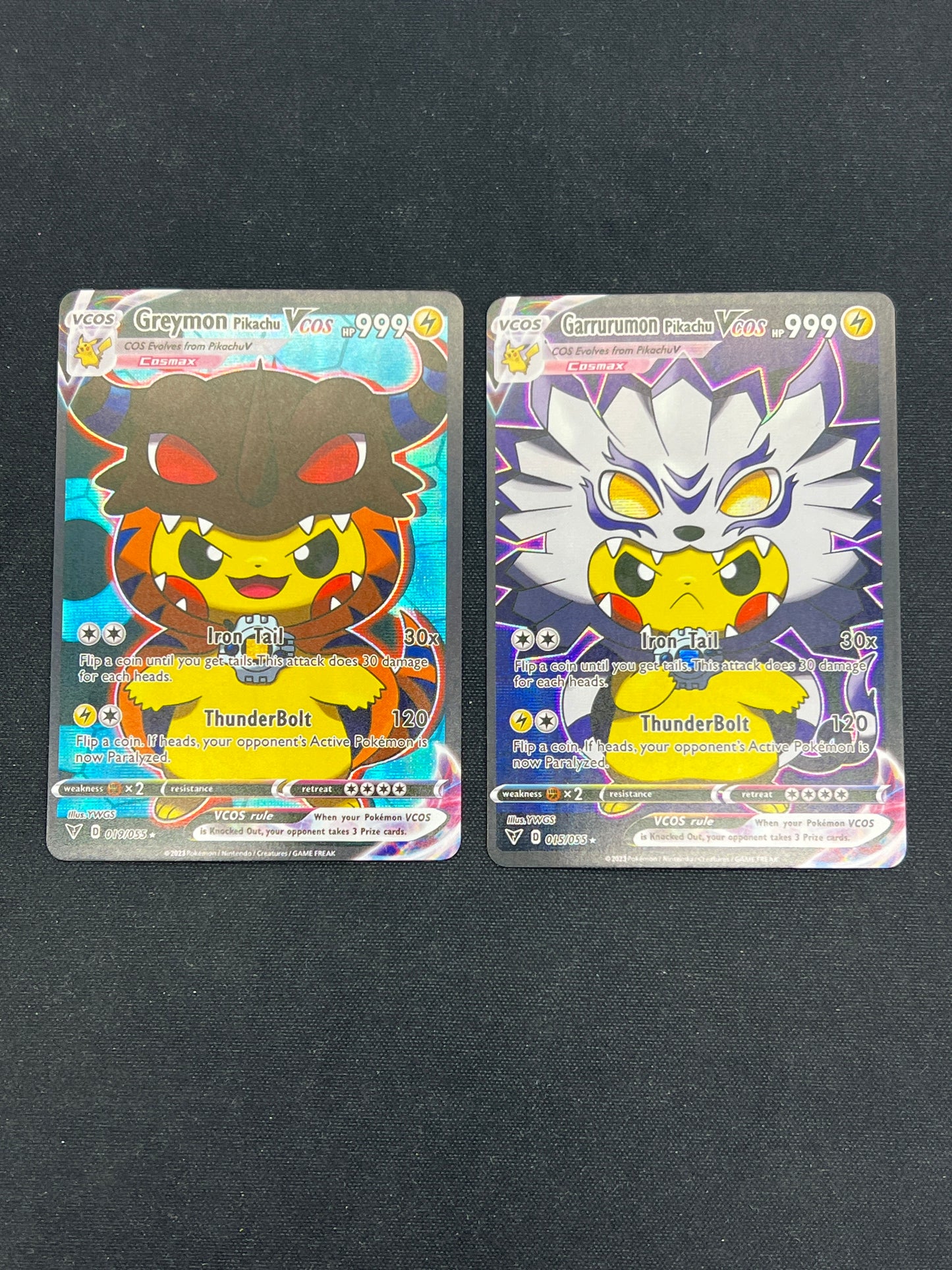 Auction Lot 308: Pokemon Cards CUSTOM Digimon Pikachu VCOS Full Art Conditions Vary