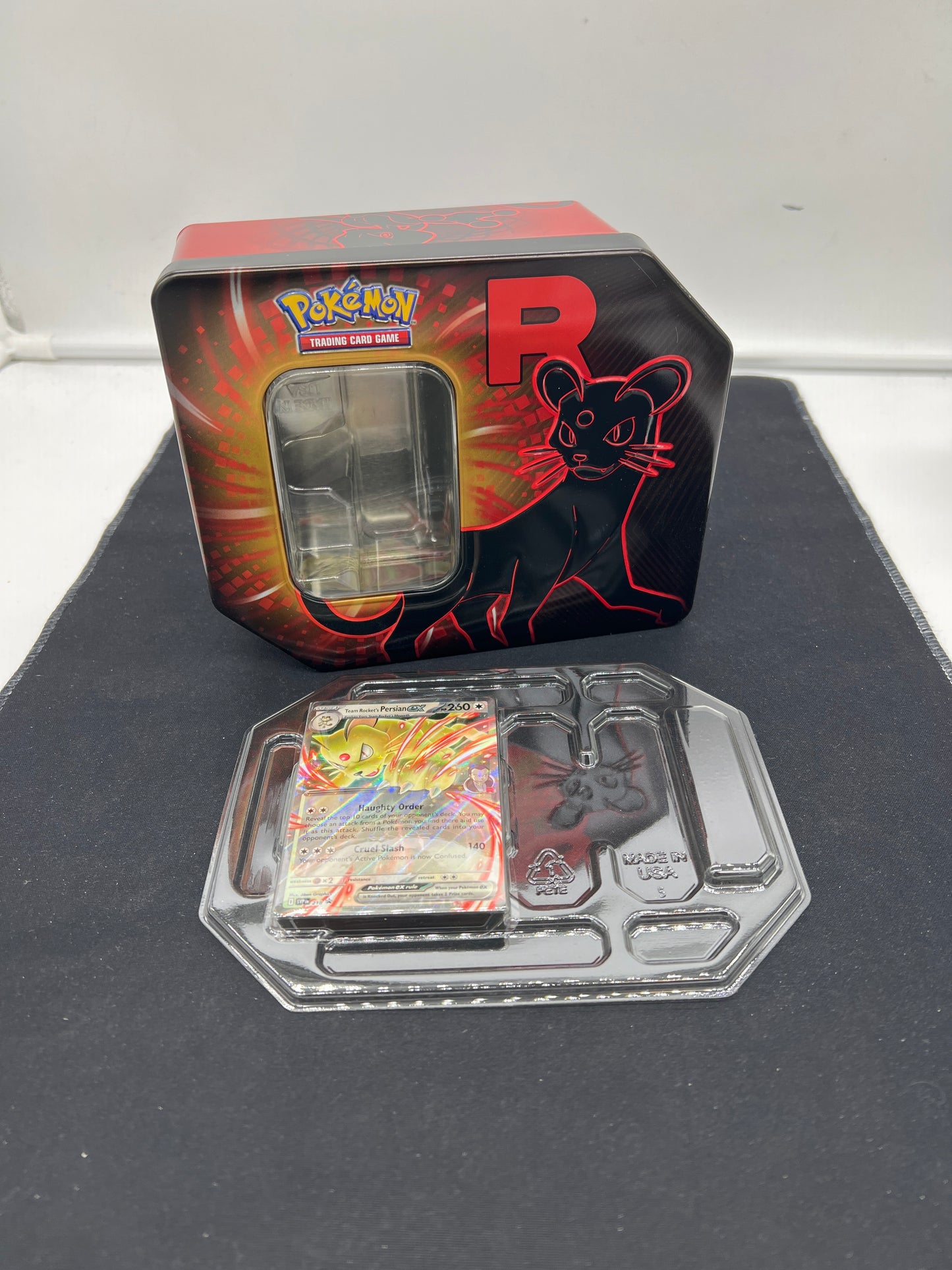 Auction Lot 76: Pokemon EMPTY Tin With Team Rocket Persian EX Promo