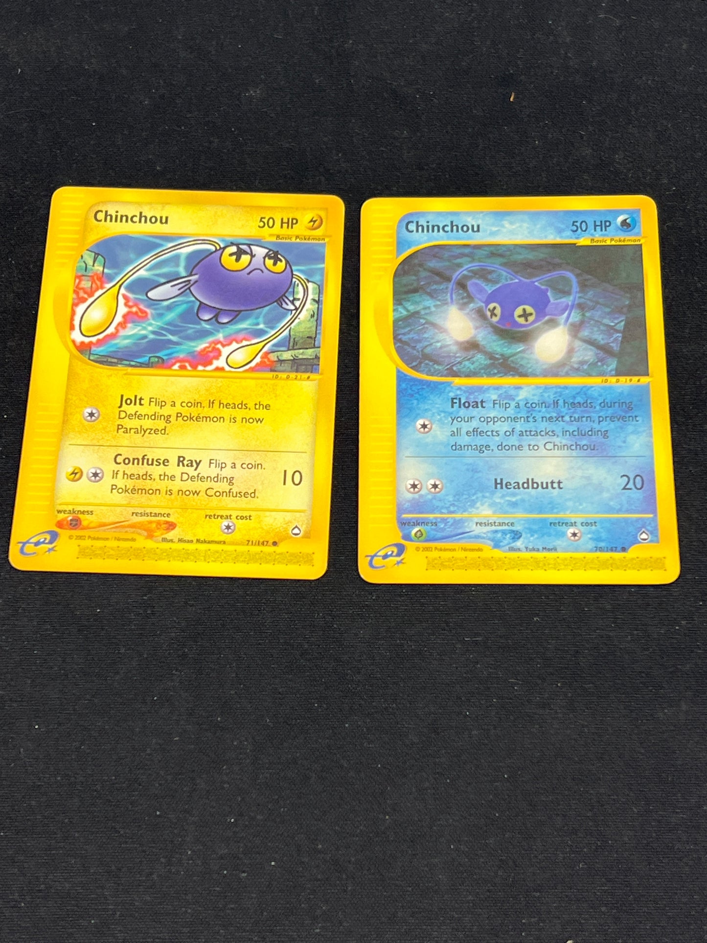 Auction Lot 273: Pokemon Cards Aquapolis Chinchou Lot of 2 Conditions Vary
