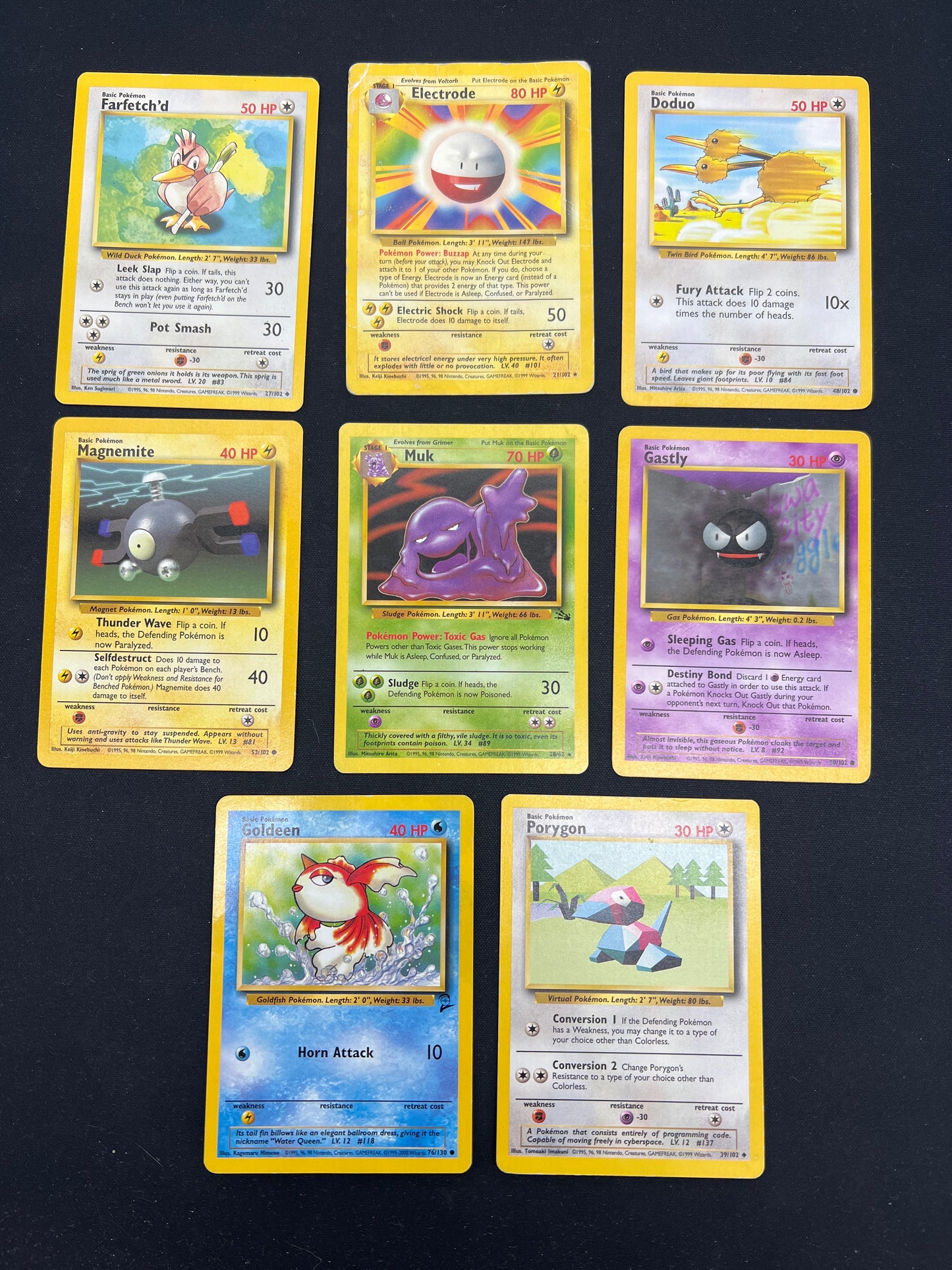 Auction Lot 342: Pokemon Cards Lot of 8 Assorted WOTC Era Non Holo Rares Commons Uncommons Conditions Vary