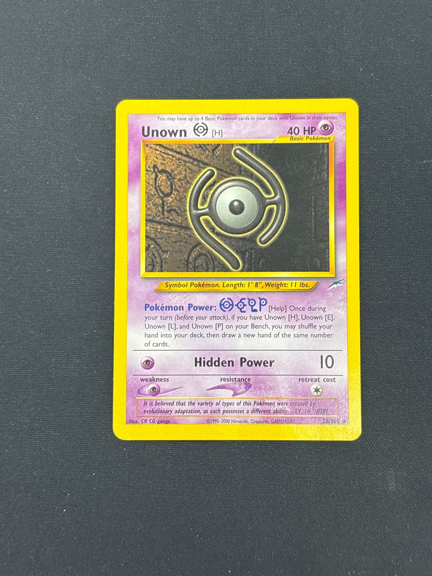 Auction Lot 15: Unown H Pokemon Neo Destiny Card Conditions Vary