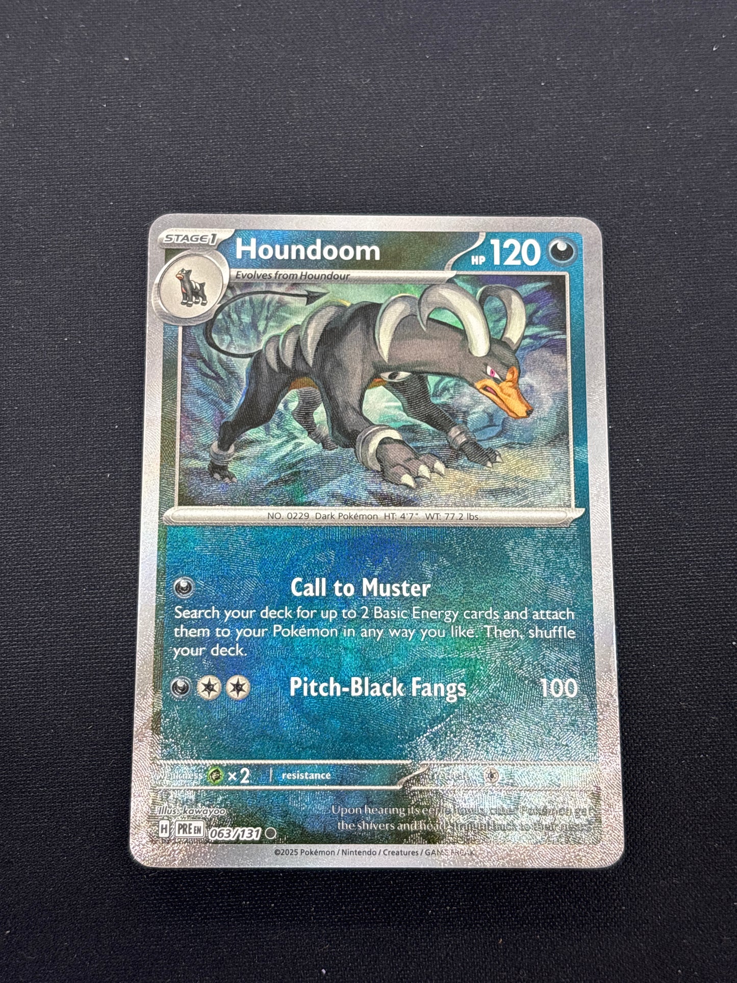 Auction Lot 78: Pokemon Cards Houndoom Masterball Holo Prismatic Evolutions Condition Vary