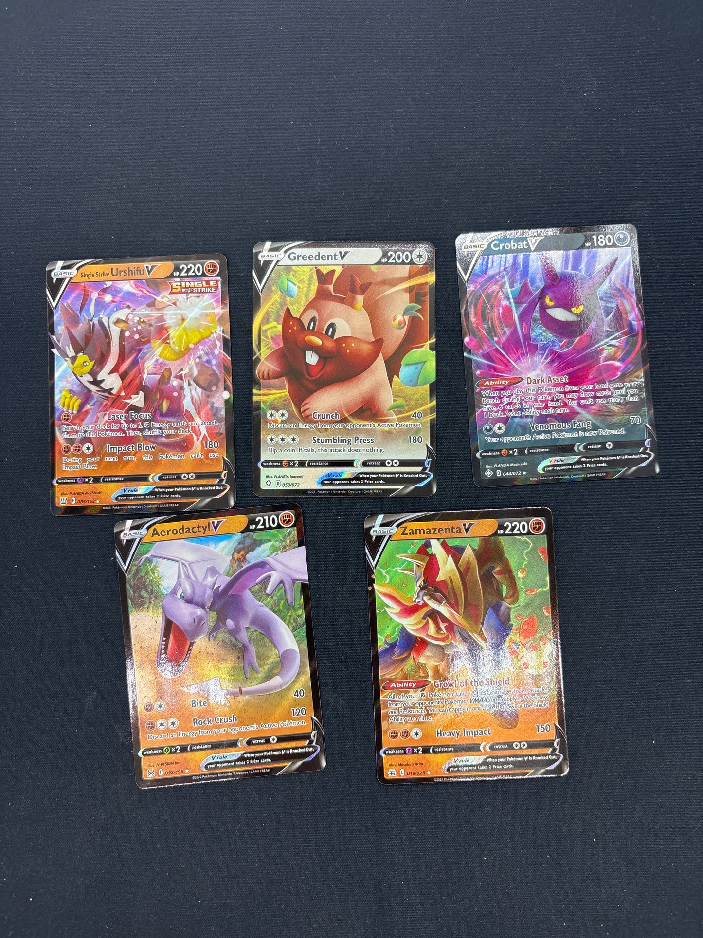 Auction Lot 224: Pokemon Full Art V Card Lot 5 Conditions Vary