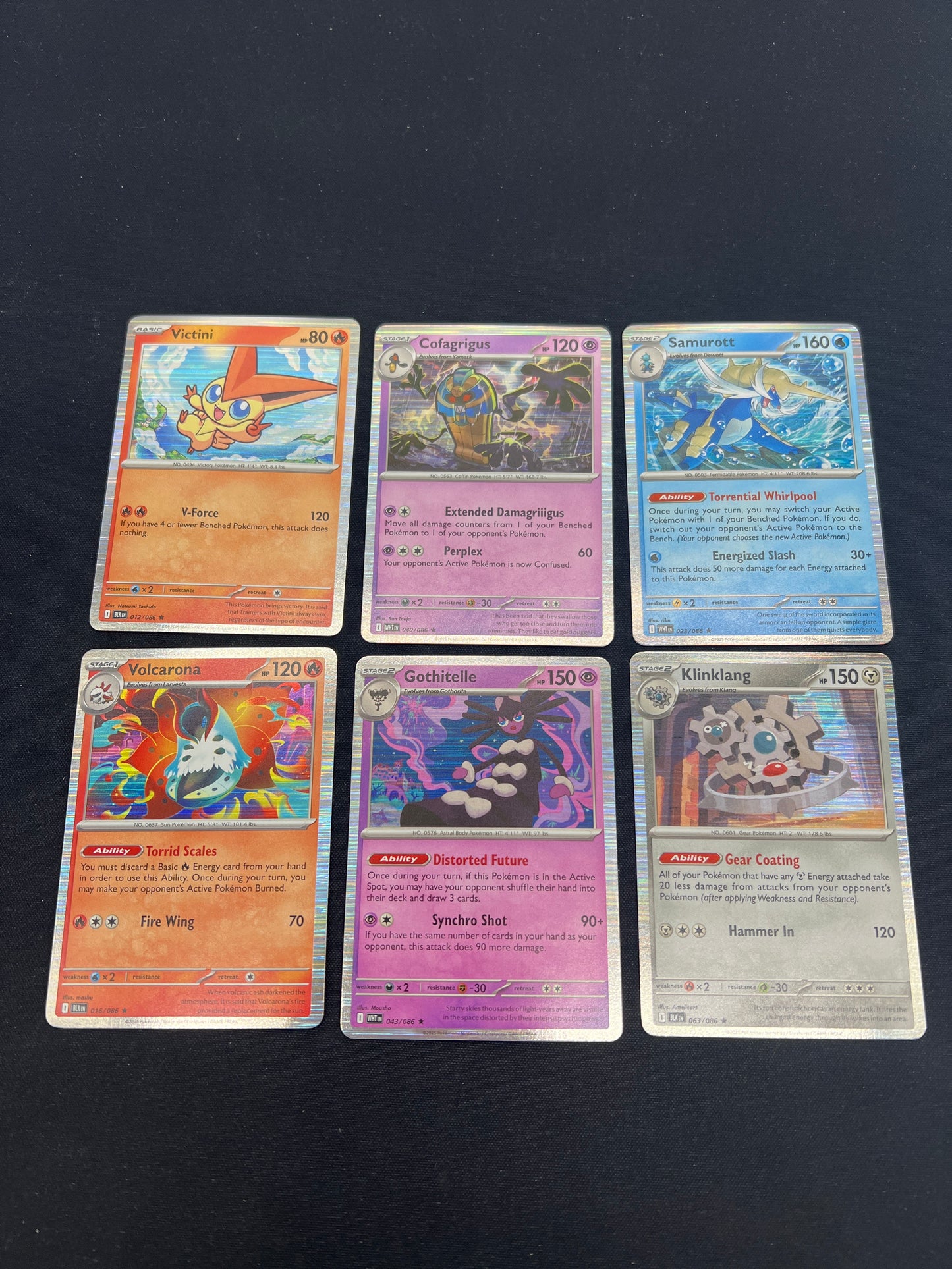 Auction Lot 102: Pokemon Cards Assorted Lot of 6 Black Bolt White Flare Holo Rares Conditions Vary